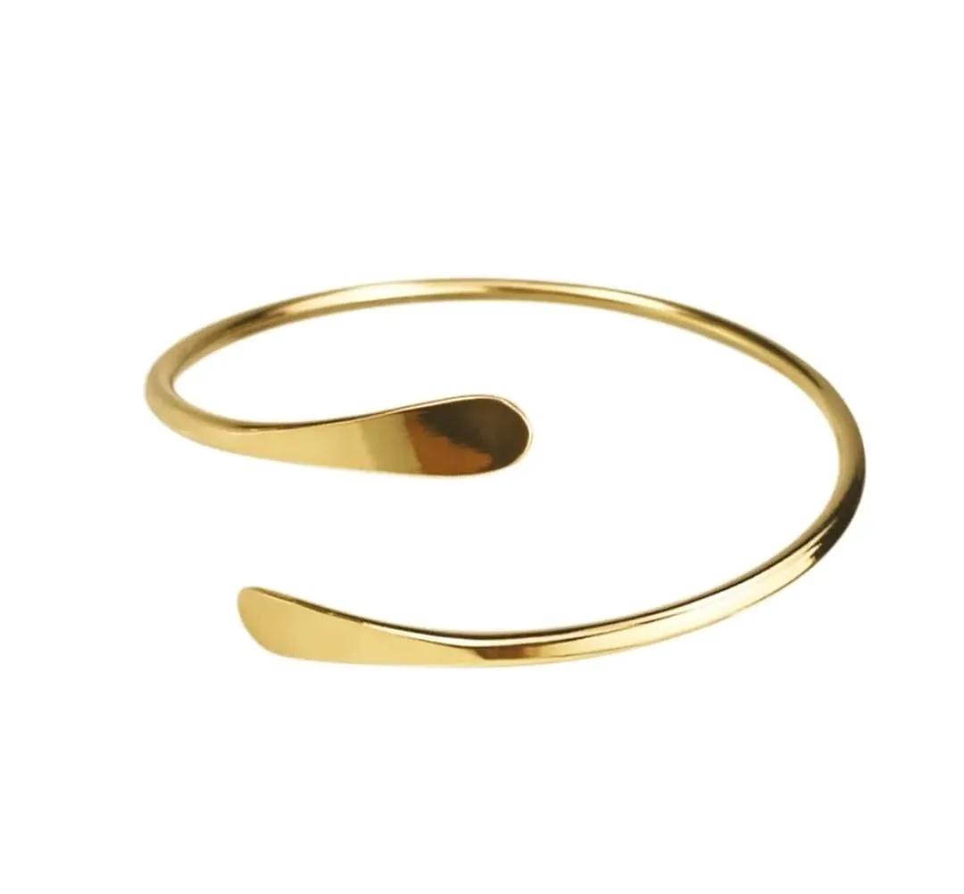 Brass Cuff Bracelets Set, African Brass Bangles For Women, Hammered Ends Stacking Bracelets, Boho Tribal Cultural Jewelry (Gold Plated Set Of 2)