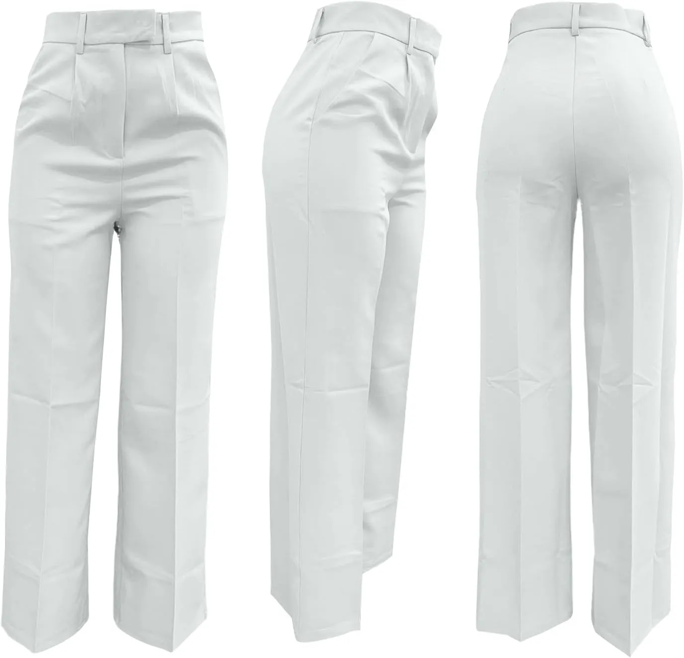Business Casual Pants for Women Pull On Dress Pants Elastic Waist Work Pants Wide Leg Trousers Pants with Pockets