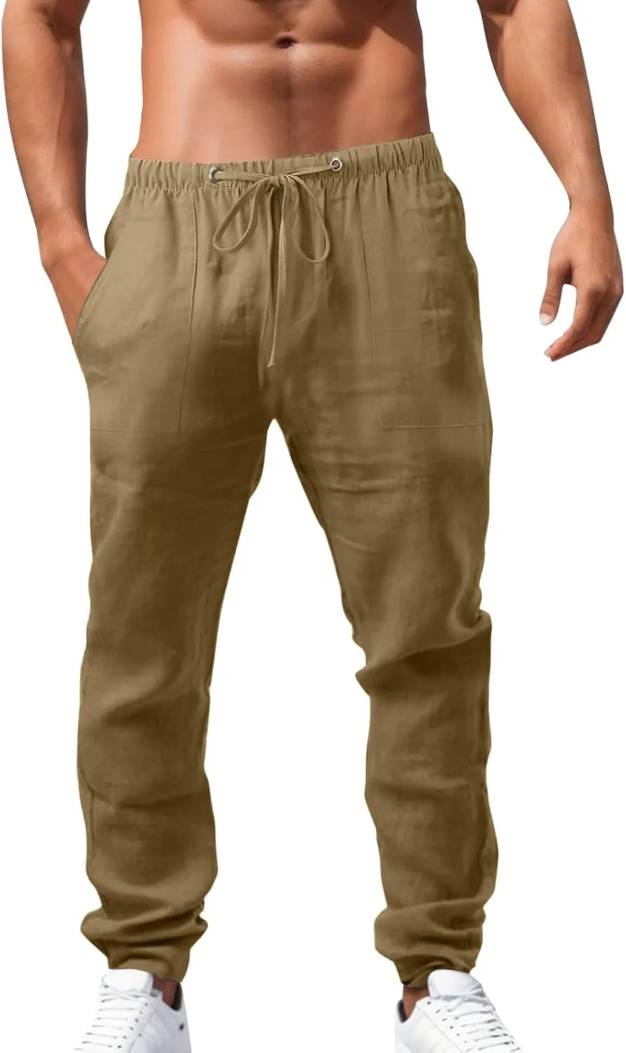 Cargo Work Pant Men's Linen Casual Pants Running Sports Lounge Sweatpant Loose Fit Joggers
