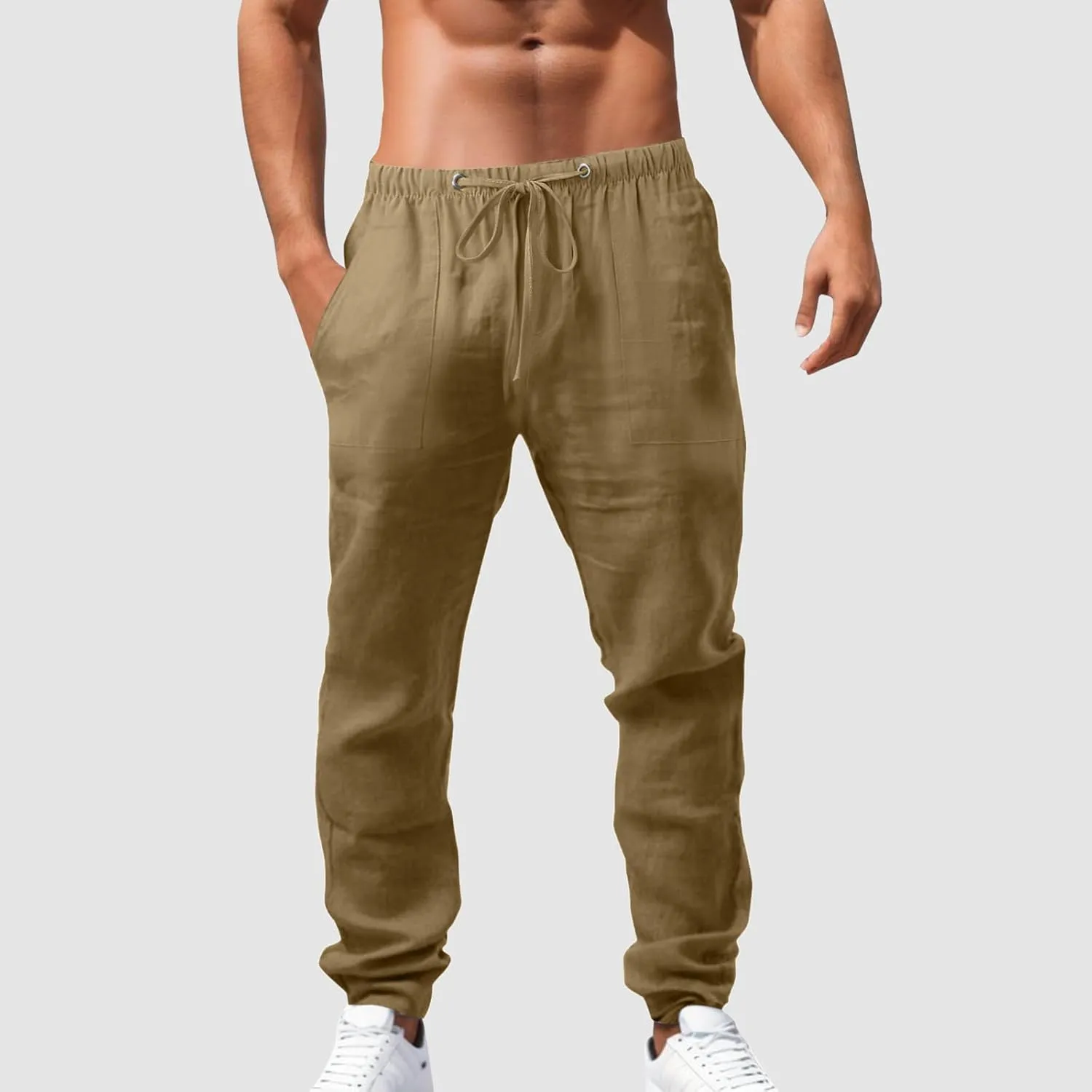 Cargo Work Pant Men's Linen Casual Pants Running Sports Lounge Sweatpant Loose Fit Joggers