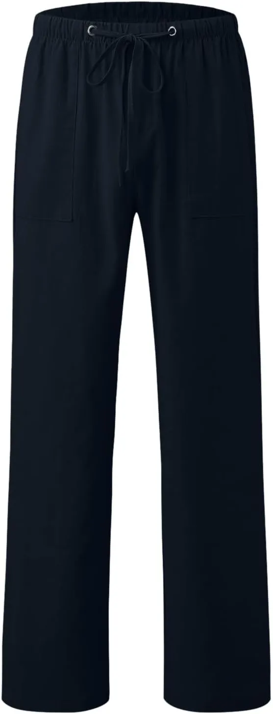 Cargo Work Pant Men's Linen Casual Pants Running Sports Lounge Sweatpant Loose Fit Joggers