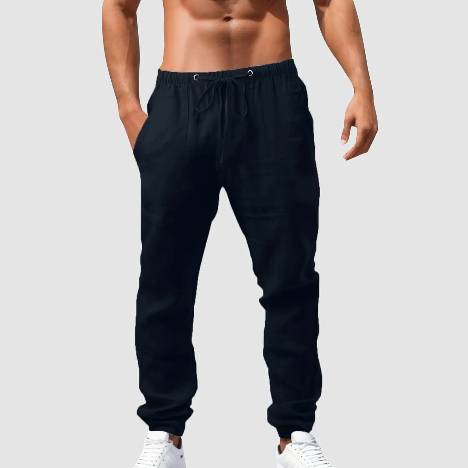 Cargo Work Pant Men's Linen Casual Pants Running Sports Lounge Sweatpant Loose Fit Joggers