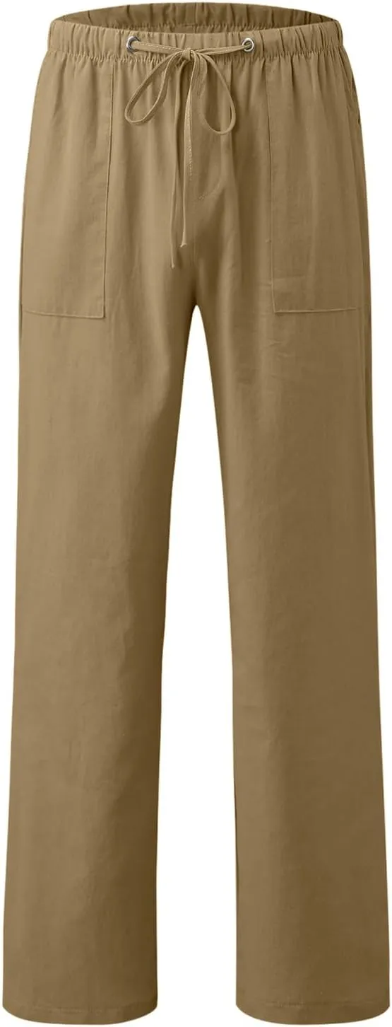 Cargo Work Pant Men's Linen Casual Pants Running Sports Lounge Sweatpant Loose Fit Joggers