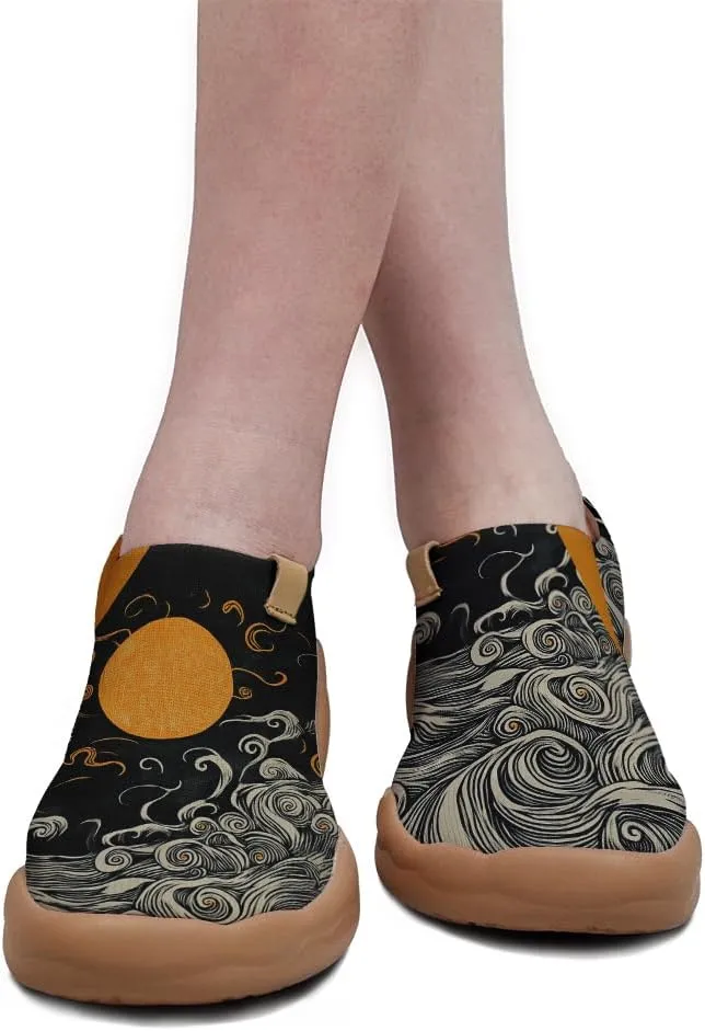 Casual Loafers Women's Art Painted Slip-Ons Knitted Lightweight Walking Comfortable Travel Shoes
