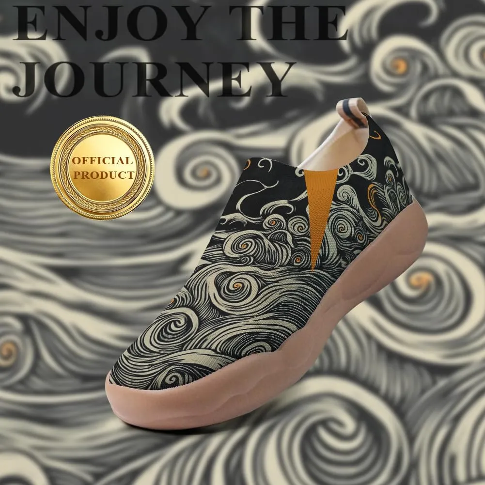 Casual Loafers Women's Art Painted Slip-Ons Knitted Lightweight Walking Comfortable Travel Shoes