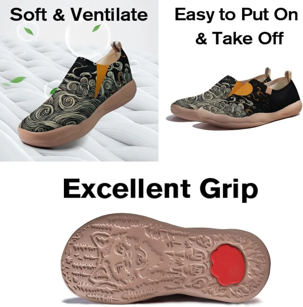 Casual Loafers Women's Art Painted Slip-Ons Knitted Lightweight Walking Comfortable Travel Shoes