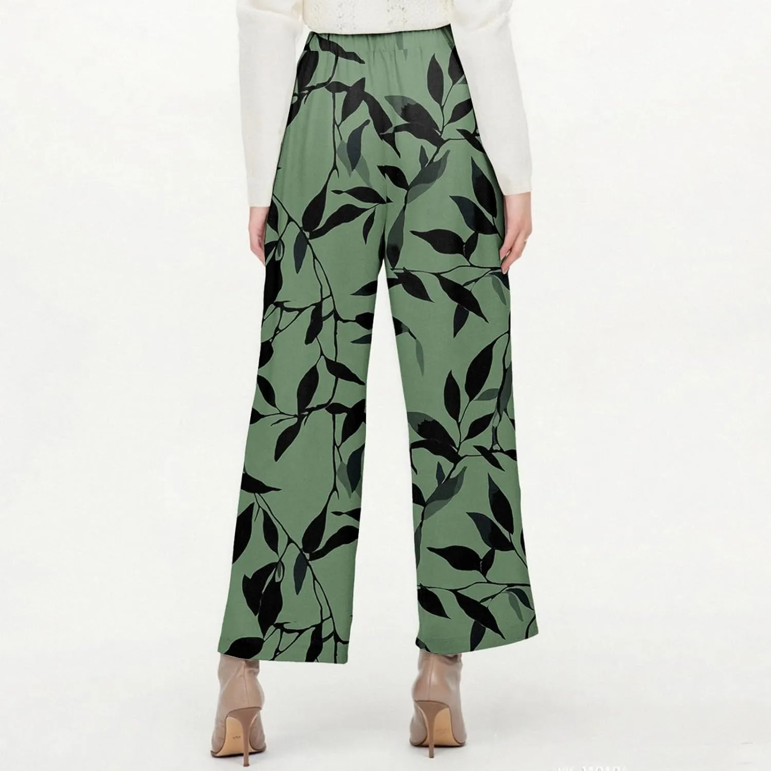 Casual Pants for Women Boho Dressy Loose Fit Casual Bohemian Print Palazzo Wide Leg Flowy Trousers
