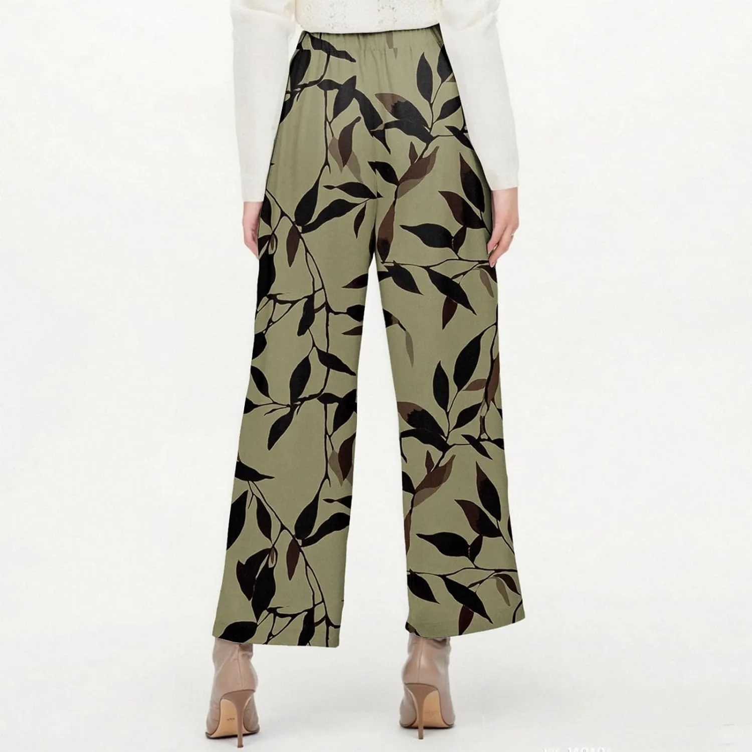 Casual Pants for Women Boho Dressy Loose Fit Casual Bohemian Print Palazzo Wide Leg Flowy Trousers