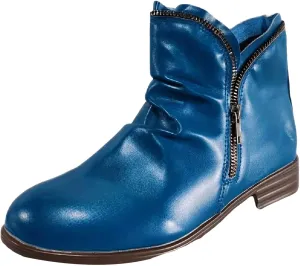 Cathalem Ankle Boots for Women Low Heel Booties Arch Support Boots Lace Up Side Zipper Short Ankle Booties Casual Fall Shoes