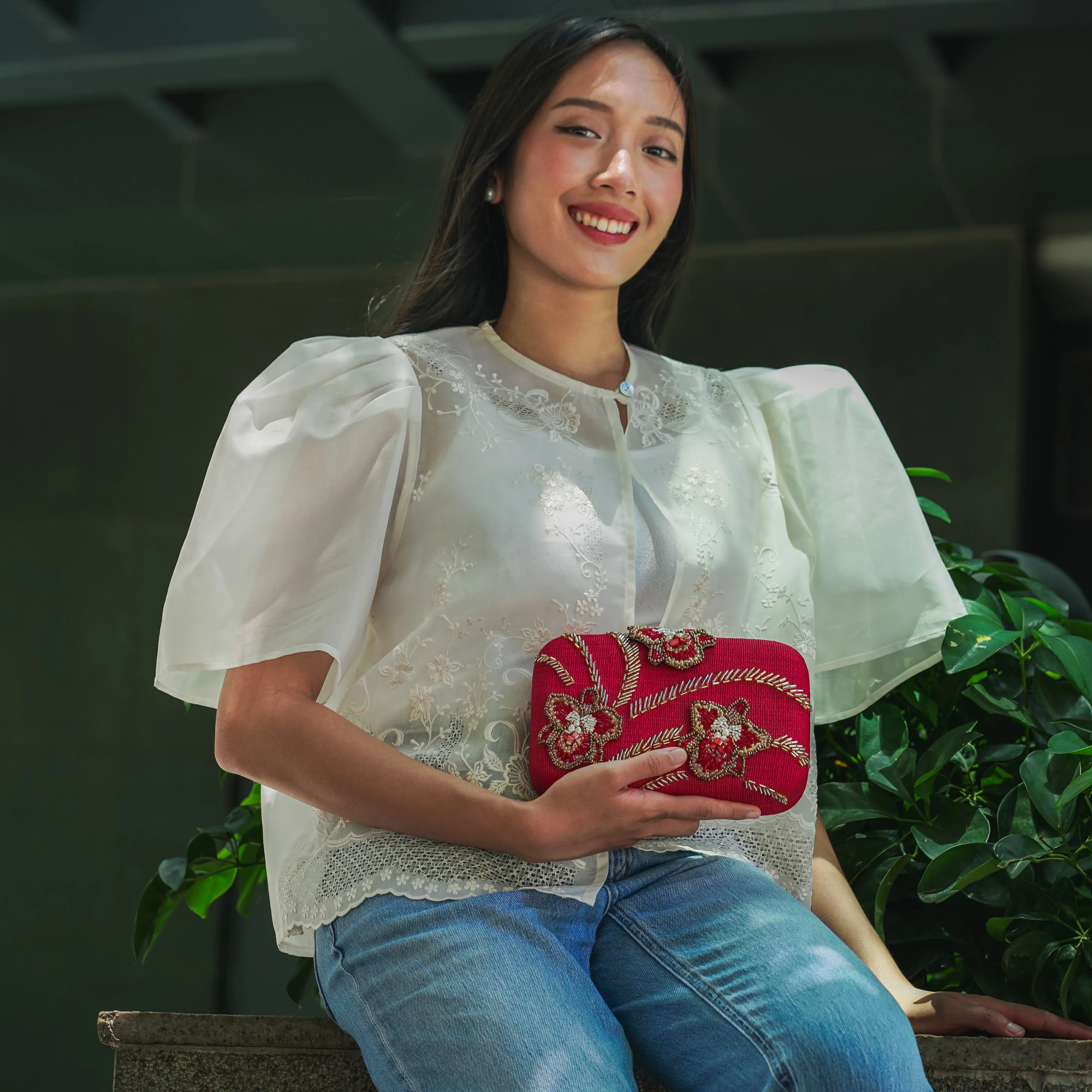 Cattleya Tnalak Clutch Bag w/ Strap