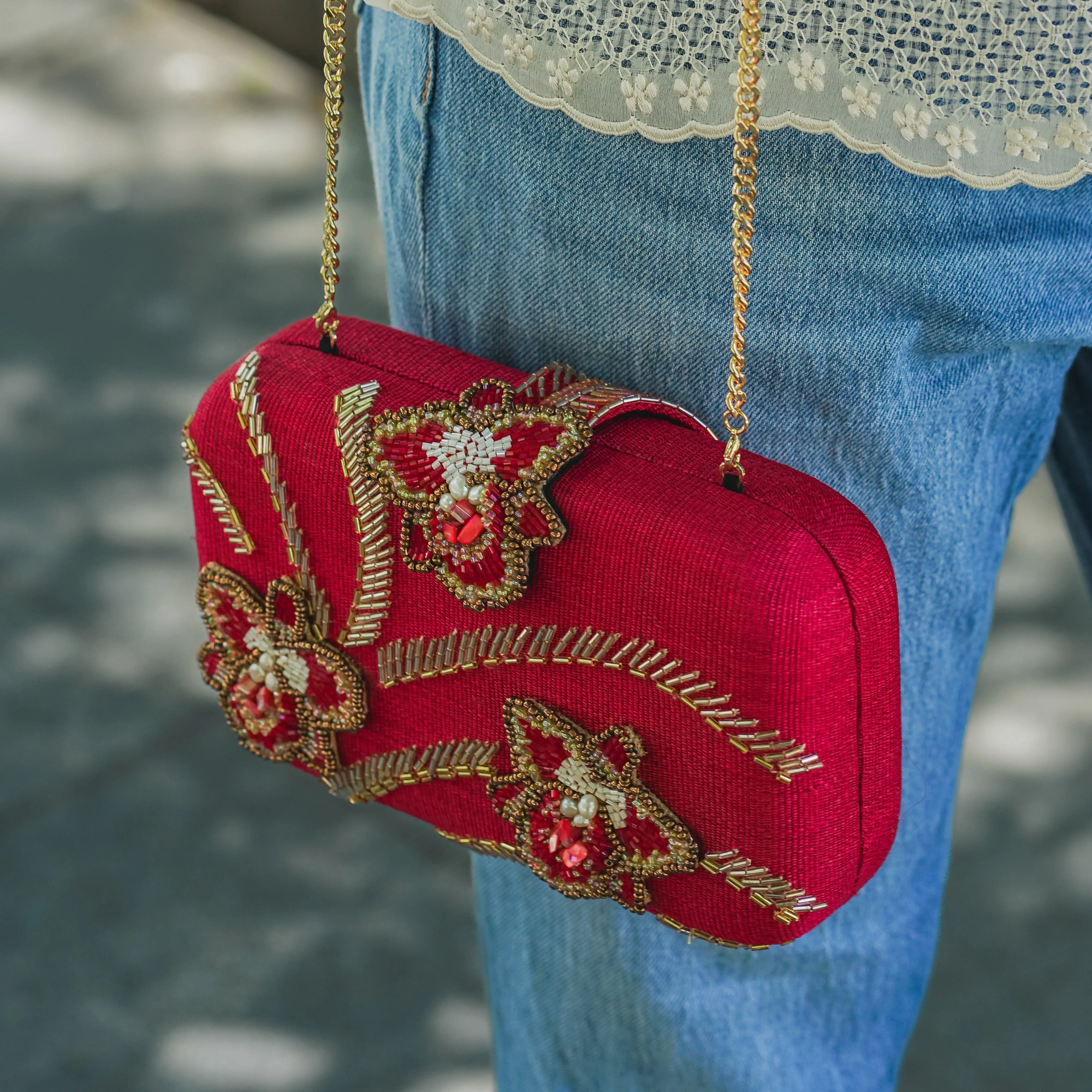 Cattleya Tnalak Clutch Bag w/ Strap