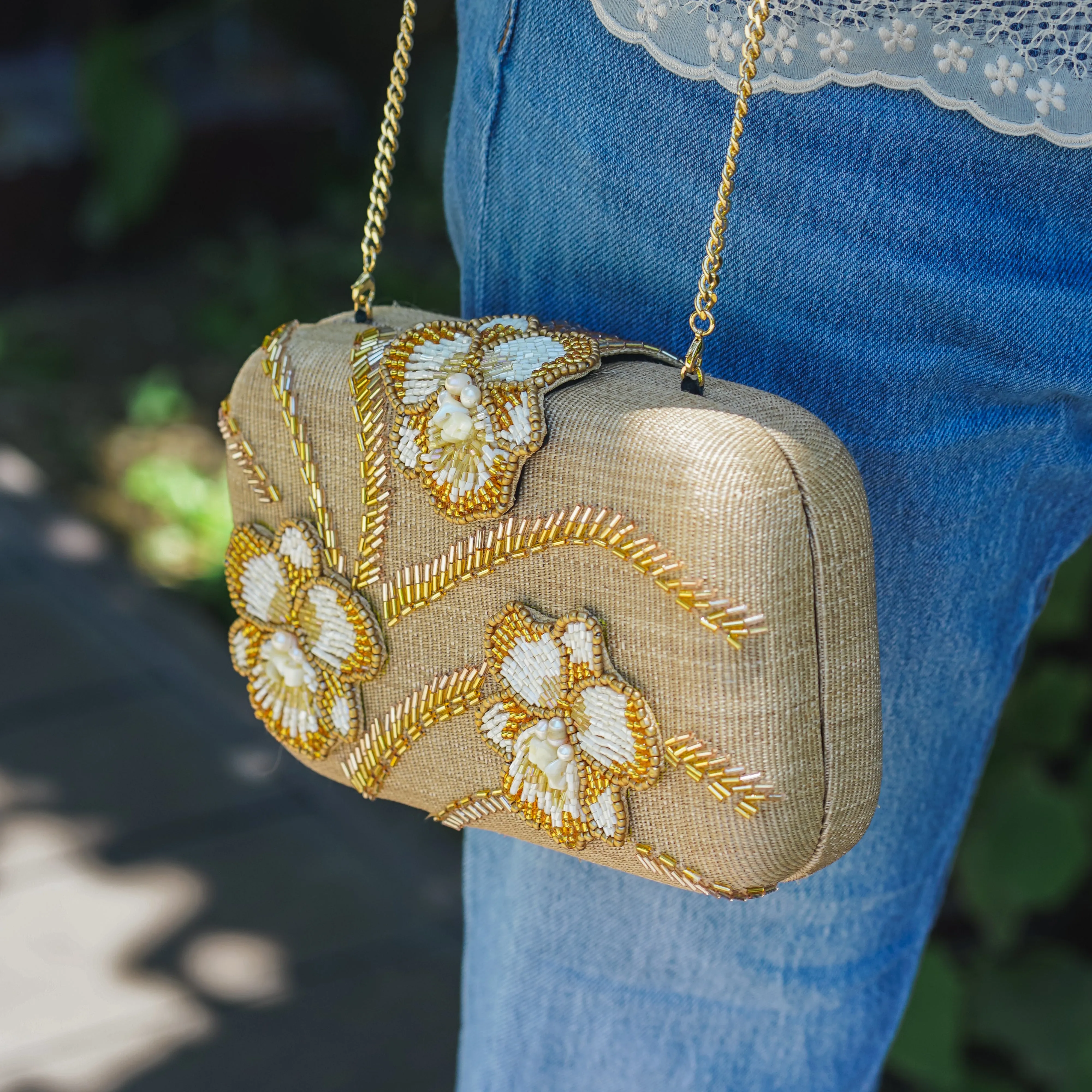 Cattleya Tnalak Clutch Bag w/ Strap