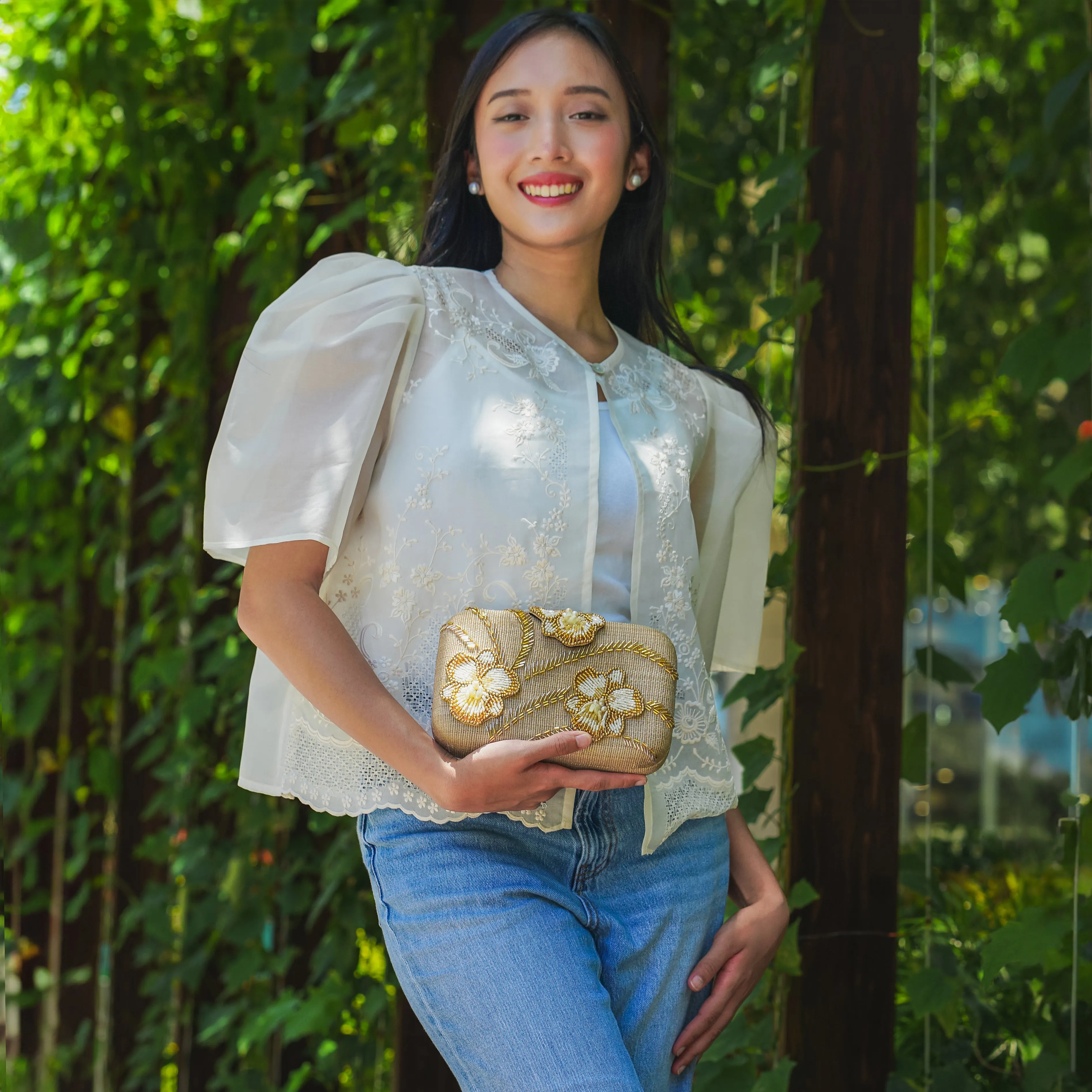 Cattleya Tnalak Clutch Bag w/ Strap