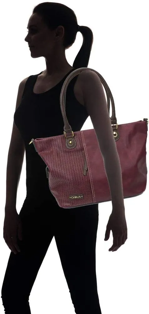 CHALA Ivory Paw Print Zip-Around Wallet, LaserCut Plum Tote- Dog Mom Gift Set
