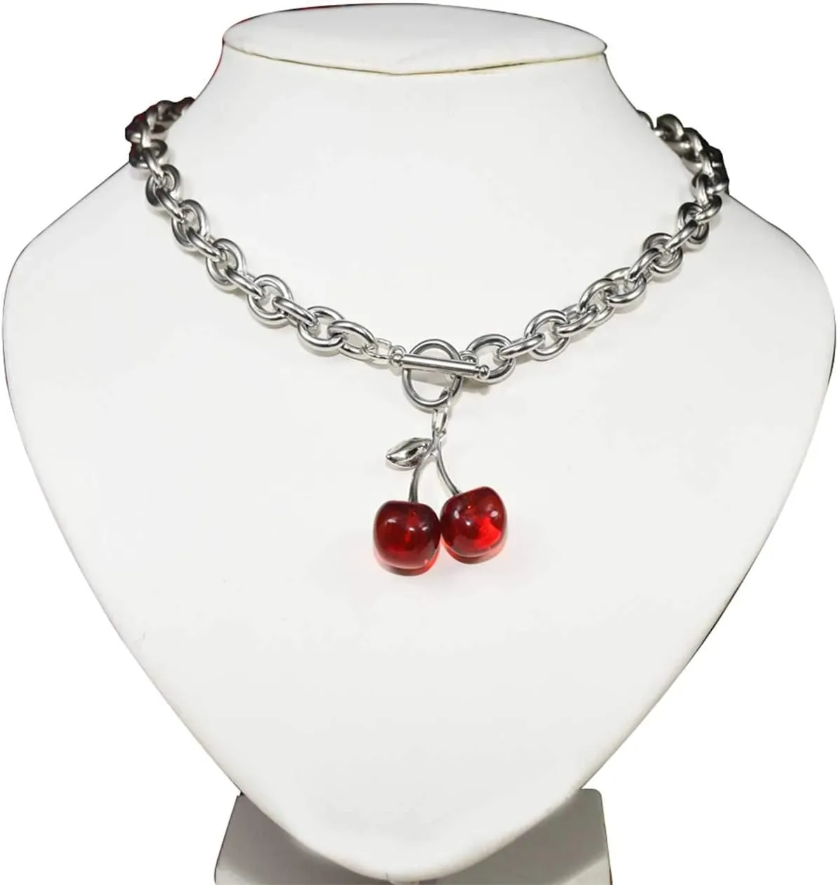 Cherry Harajuku Necklace Bracelets Set Red Dark Cherries Shaped Pendants Chain Necklaces Earring Geometric Ot Buckle Punk Gothic Chocker Red Chockers for Women Daughters