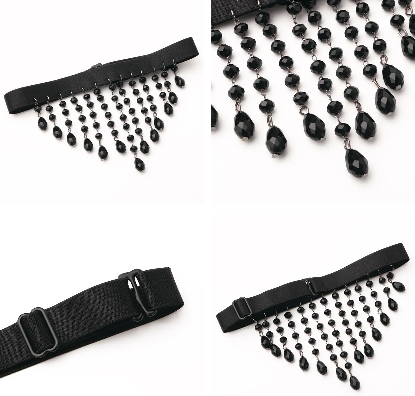 Choker Necklaces for Women Black Tassel Collar with Pearl Pendant O Ring Retro Chain Jewelry Gothic Teardrop Necklace