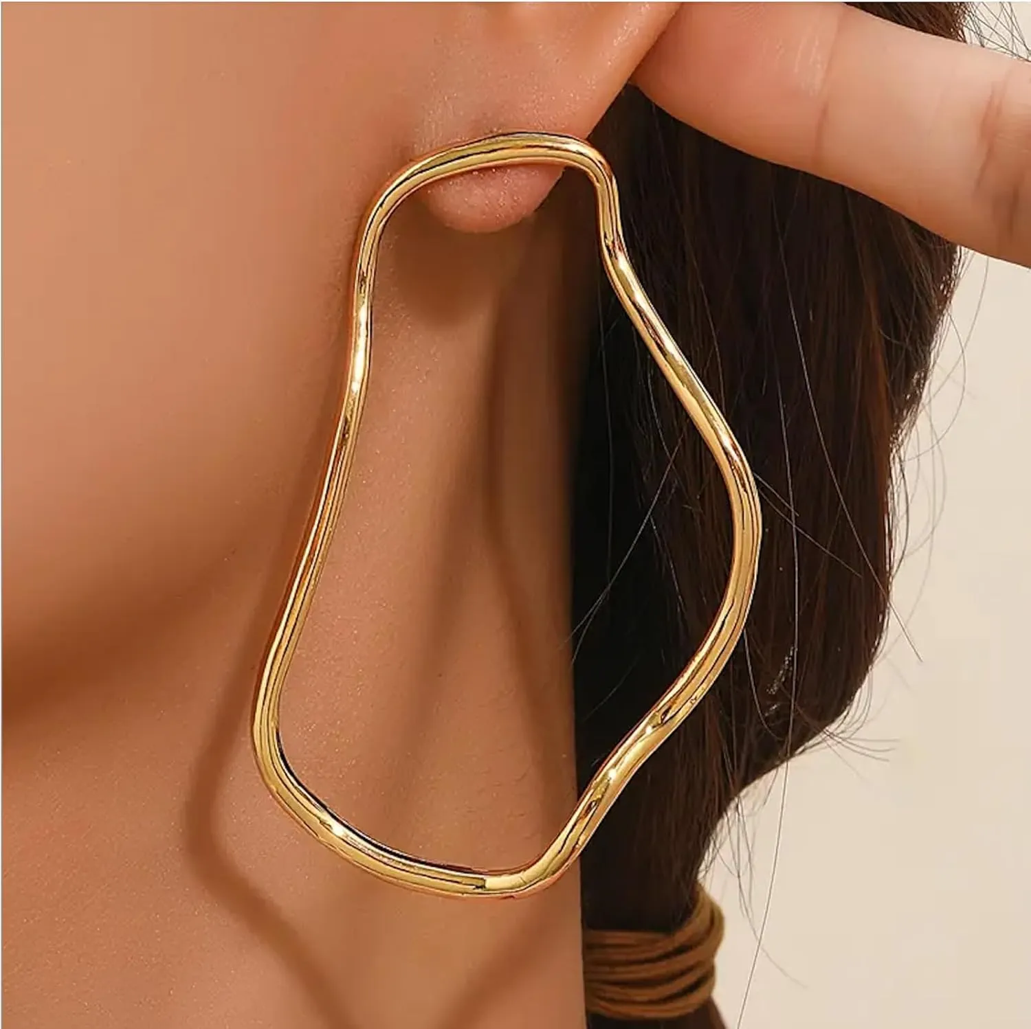 Chunky Geometric Hoop Earrings for Women Gold Silver Tone Statement Bold Design Drop Dangle Jewelry 2025 Trendy Fashion Accessories