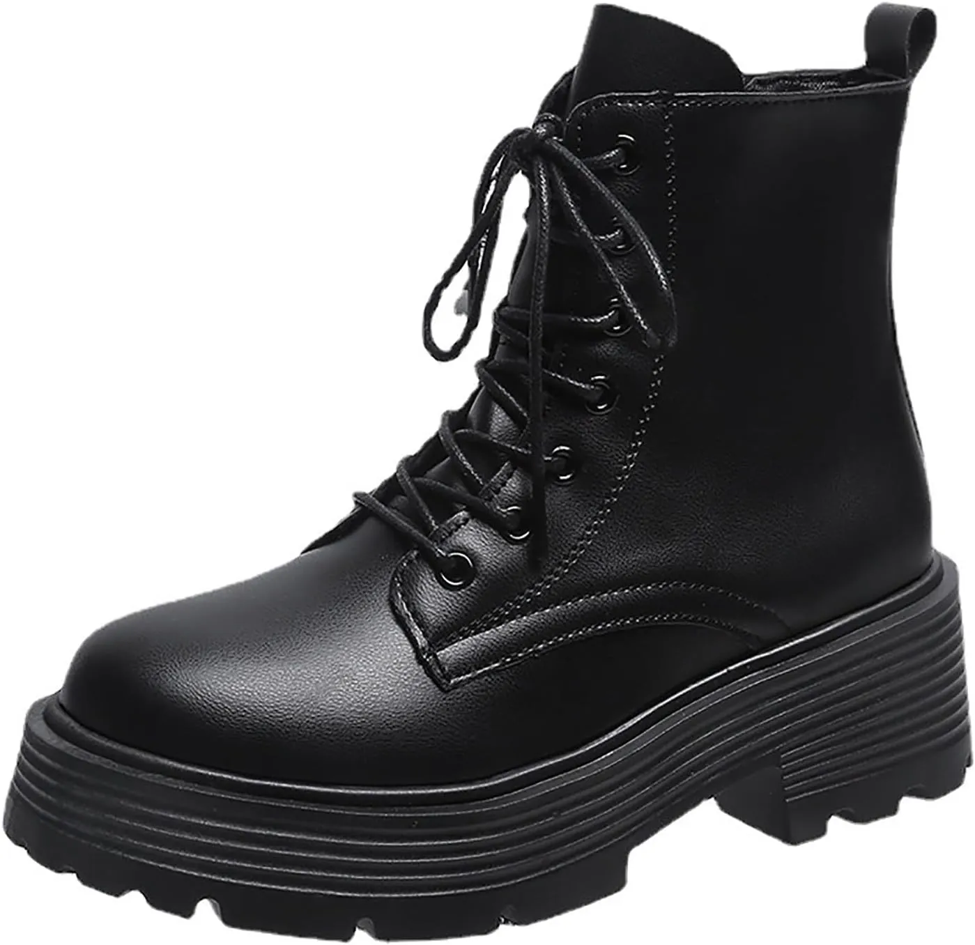 Combat Boots for Women Platform Boots Womens Fashion Thick Sole Mid Short Sleeve Boots Plush Warm Outdoor Boots Comfy