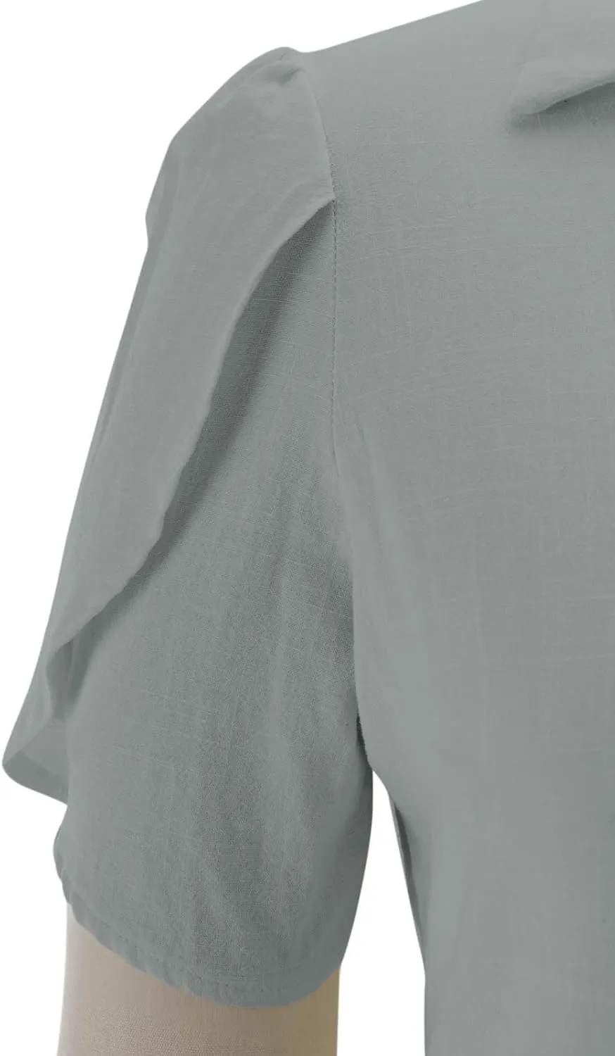 Cotton Linen Shirts for Women 2025 Buttons V Neck Short Sleeve Tops Summer Trendy Blouses Casual Loose Tunic Clothes