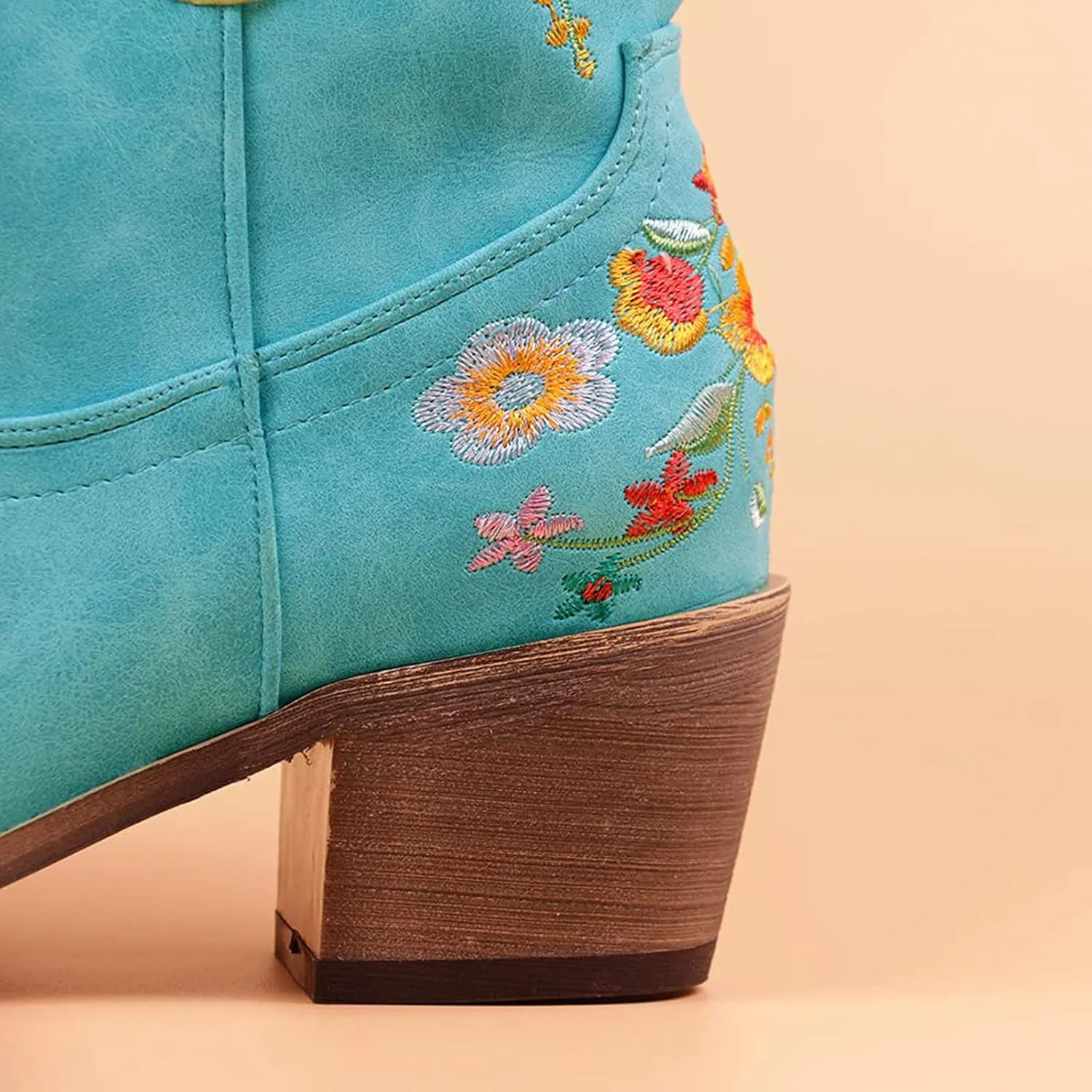 Cowboy Boots for Women Cowgirl Boots Western Fashion Stitched Embroidered Chunky Heels Slip on Black Cowgirl Boots