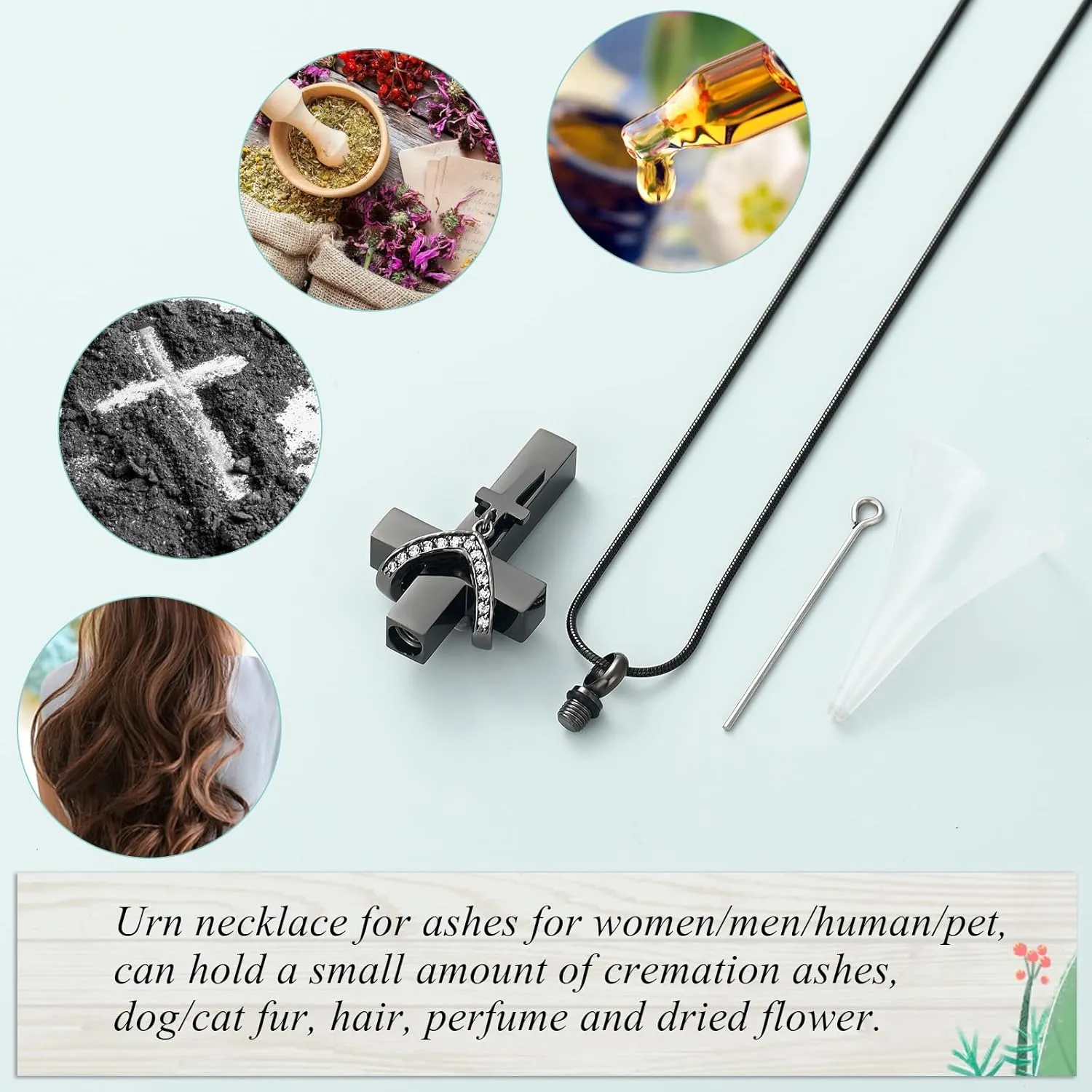 Cremation Jewelry Cross Urn Necklace for Ashes Stainless Steel Cross Urn Pendant Ashes Holder Memorial Jewelry