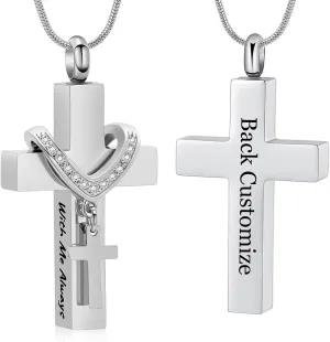 Cremation Jewelry Cross Urn Necklace for Ashes Stainless Steel Cross Urn Pendant Ashes Holder Memorial Jewelry