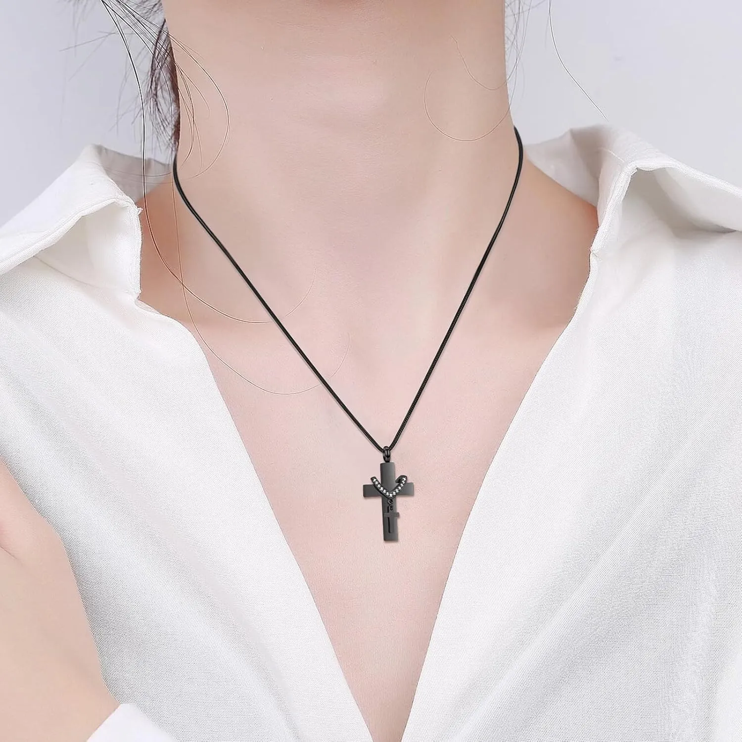 Cremation Jewelry Cross Urn Necklace for Ashes Stainless Steel Cross Urn Pendant Ashes Holder Memorial Jewelry