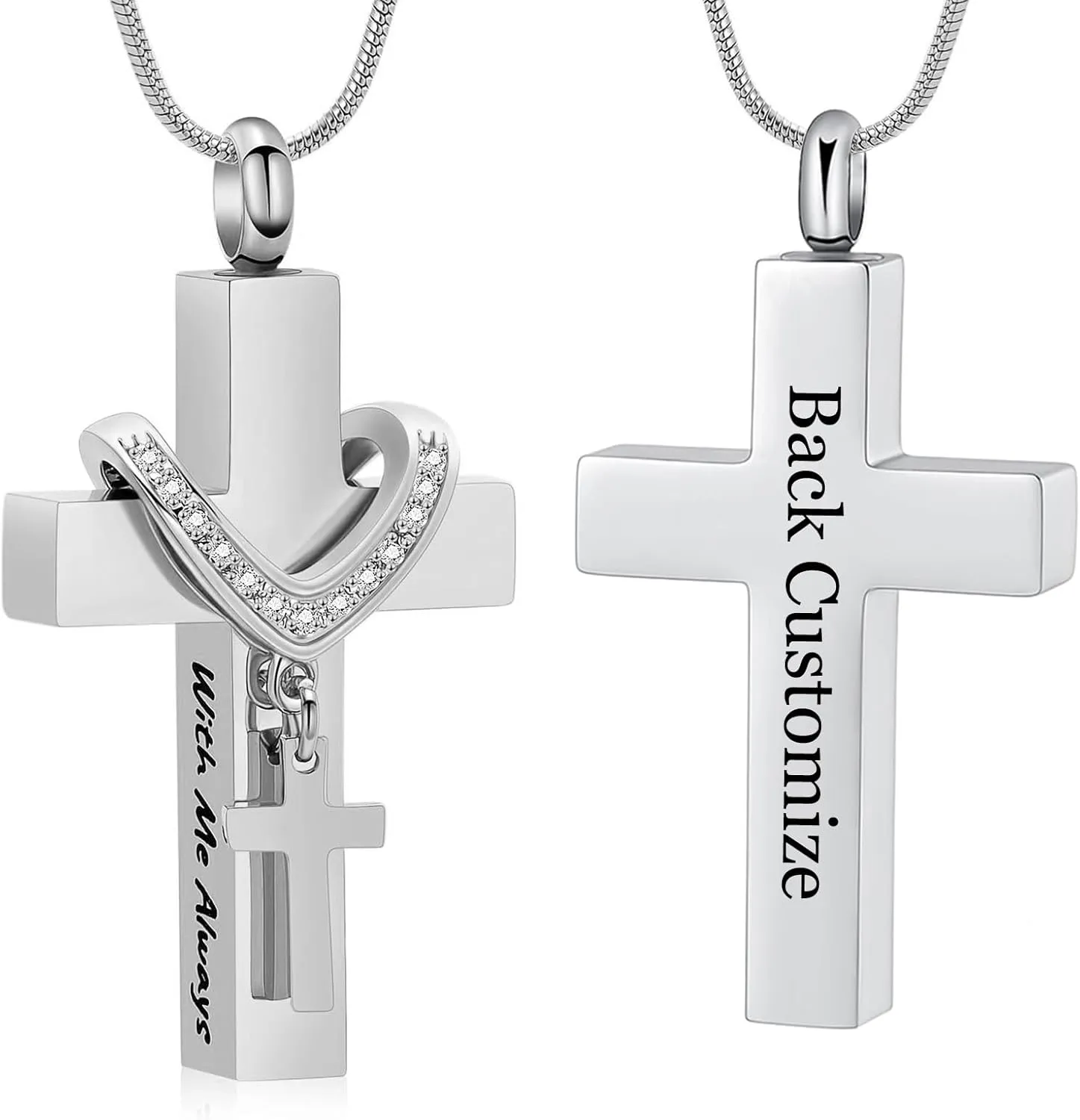 Cremation Jewelry Cross Urn Necklace for Ashes Stainless Steel Cross Urn Pendant Ashes Holder Memorial Jewelry