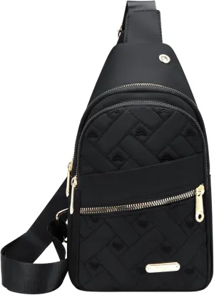 Crossbody Small Sling Backpack for Women Men Anti Theft Small Sling Bags for Women Waterproof Nylon Bag(Black)