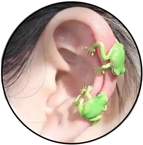 Cute Frog Ear Cuff Earrings for Women Green 3D Frog Earrings Vintage Frog Stud Earrings No Piercing Animal Earrings Birthday Jewelry Gifts for Women