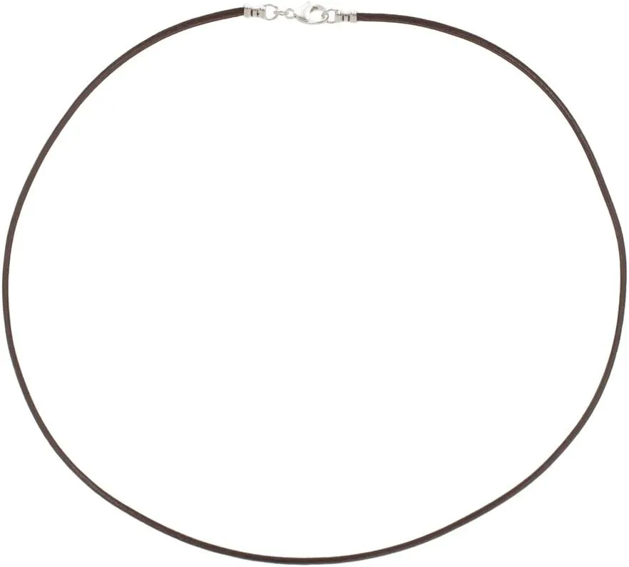 DragonWeave Sterling Silver 1.8mm Fine Brown Leather Cord Necklace
