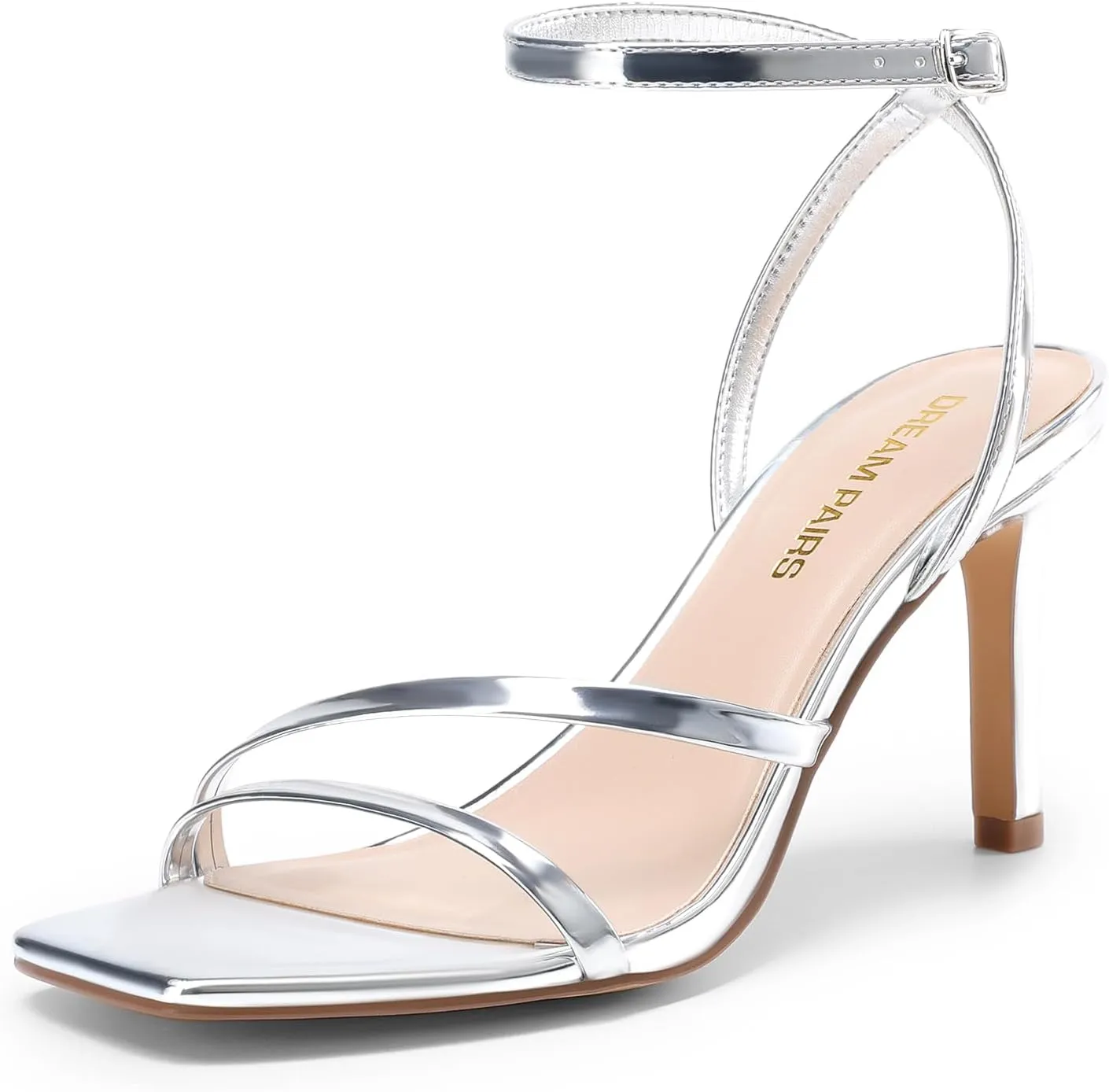 DREAM PAIRS Womens High Stilettos Heels Open Toe Square Sandals Ankle Strap Pumps Sexy Comfort Strappy Dress Shoes Party Wedding Heeled Sandals