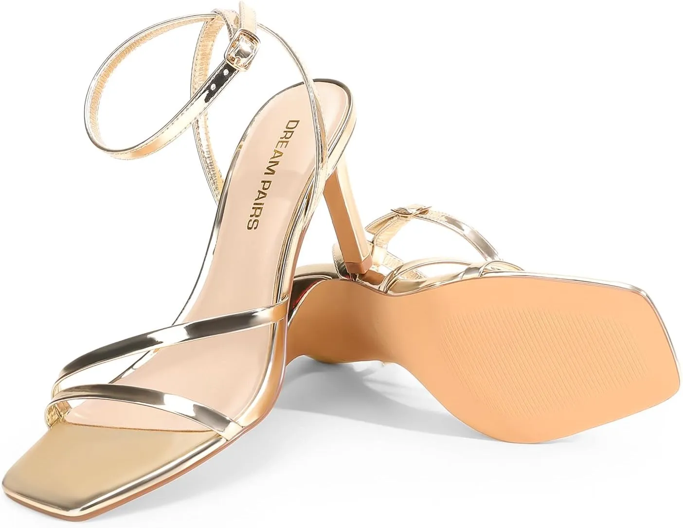 DREAM PAIRS Womens High Stilettos Heels Open Toe Square Sandals Ankle Strap Pumps Sexy Comfort Strappy Dress Shoes Party Wedding Heeled Sandals