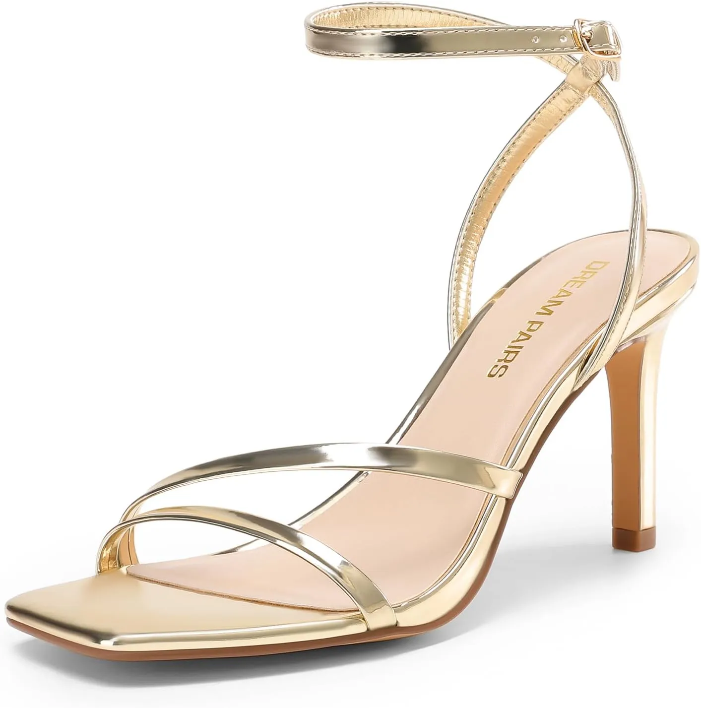 DREAM PAIRS Womens High Stilettos Heels Open Toe Square Sandals Ankle Strap Pumps Sexy Comfort Strappy Dress Shoes Party Wedding Heeled Sandals