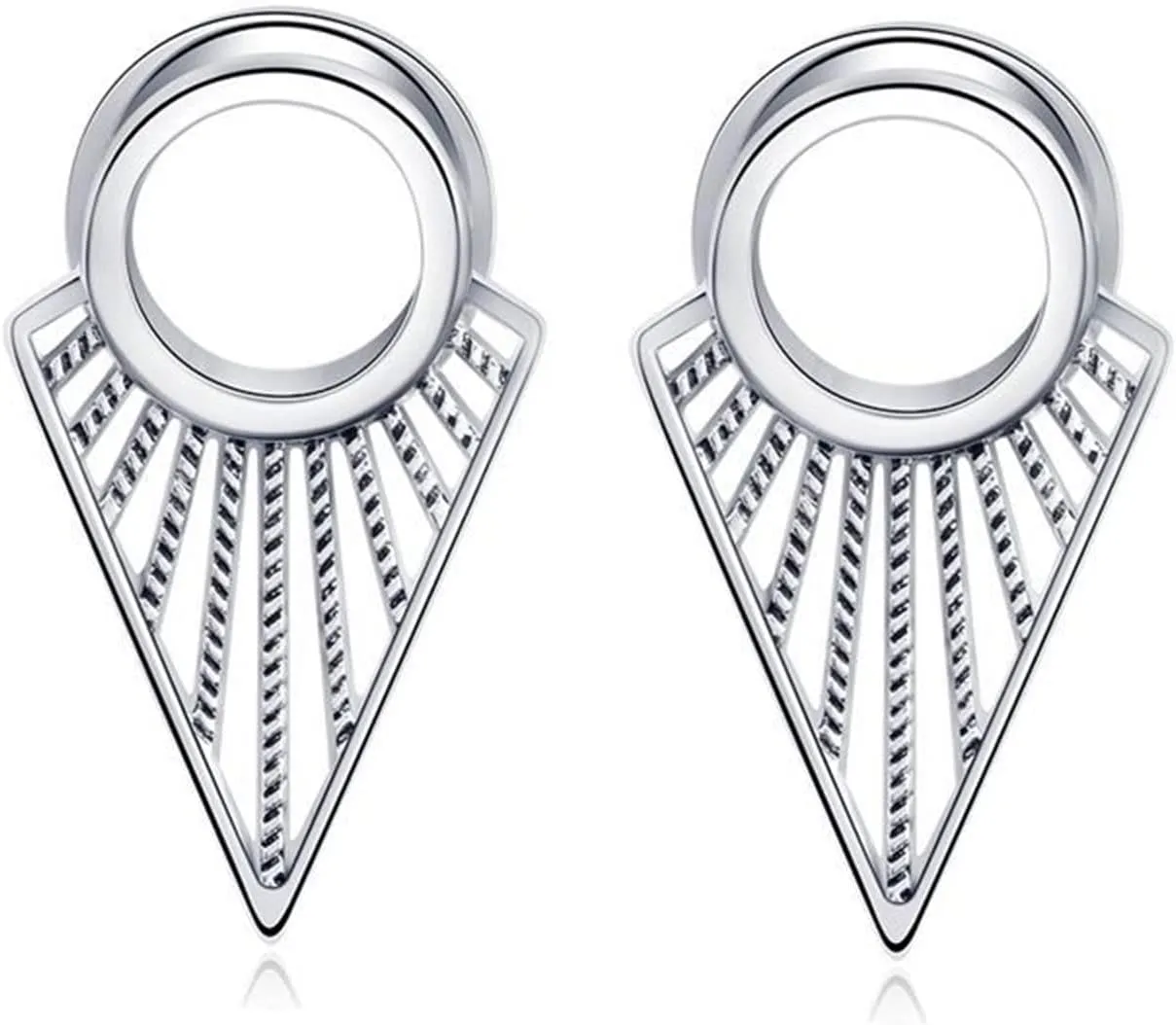 Ear Gauges Tunnels Steel, Piercing Jewelry Hollow Triangle Tunnel Ear Stretching Plug Gauge Body Piercing Jewelry