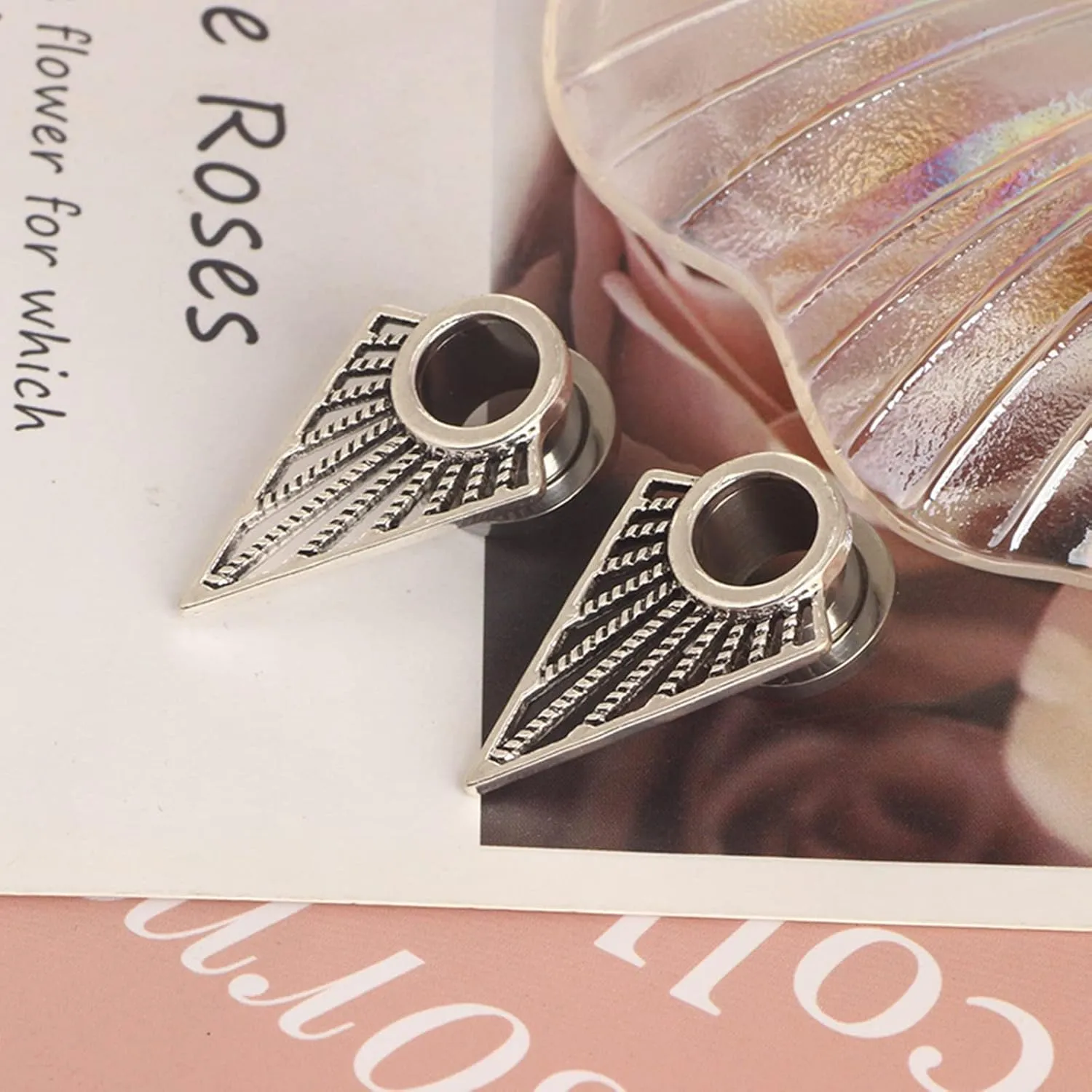Ear Gauges Tunnels Steel, Piercing Jewelry Hollow Triangle Tunnel Ear Stretching Plug Gauge Body Piercing Jewelry