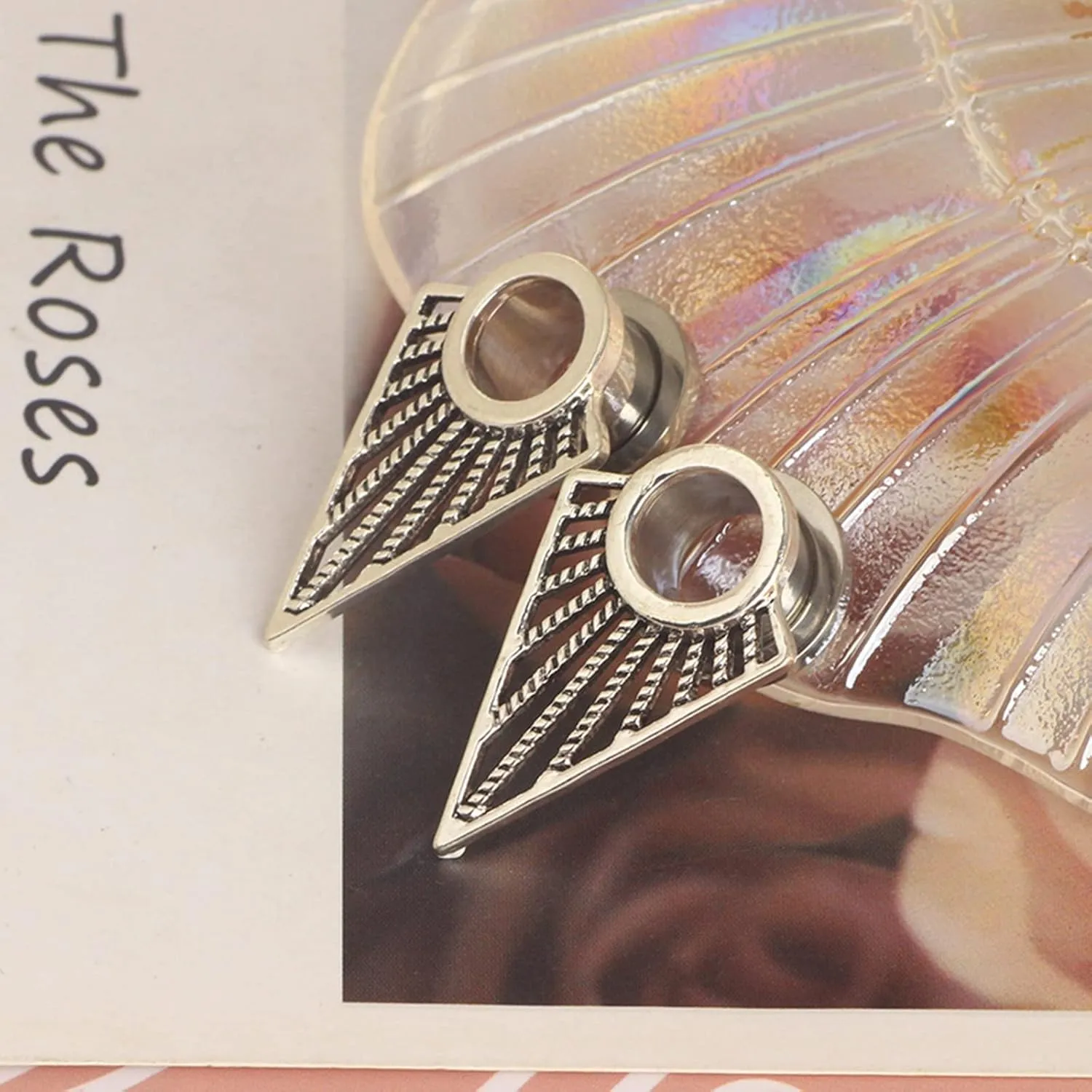 Ear Gauges Tunnels Steel, Piercing Jewelry Hollow Triangle Tunnel Ear Stretching Plug Gauge Body Piercing Jewelry
