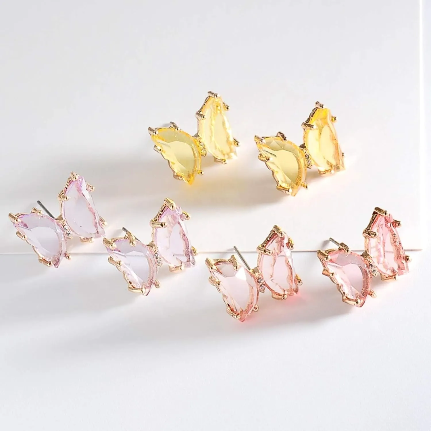 Earring Hoop Stud Drop & Dangle, Transparent Butterfly Ear Stud Simple Faux Crystal Earring Women Eardrop Jewelry for Women Teen Girls Birthday Christmas Friends Gift