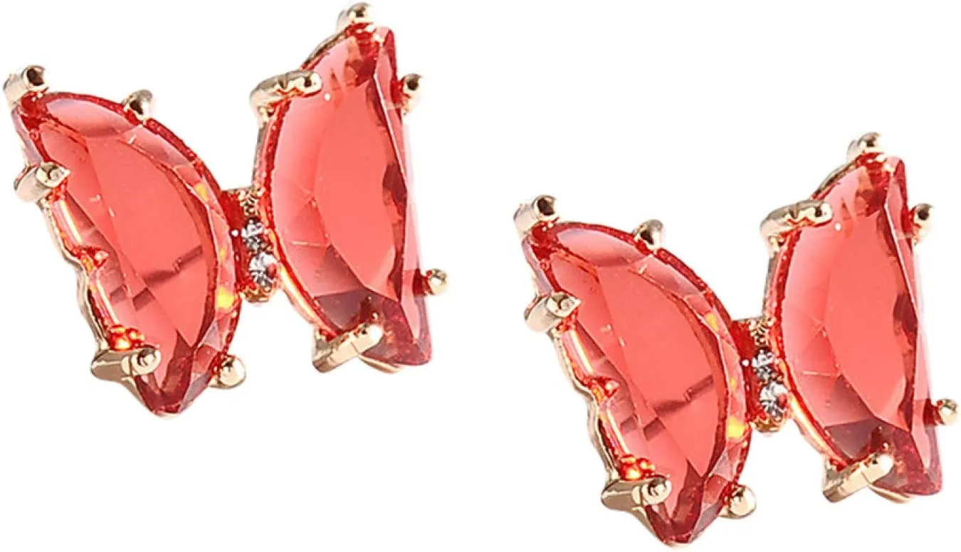 Earring Hoop Stud Drop & Dangle, Transparent Butterfly Ear Stud Simple Faux Crystal Earring Women Eardrop Jewelry for Women Teen Girls Birthday Christmas Friends Gift