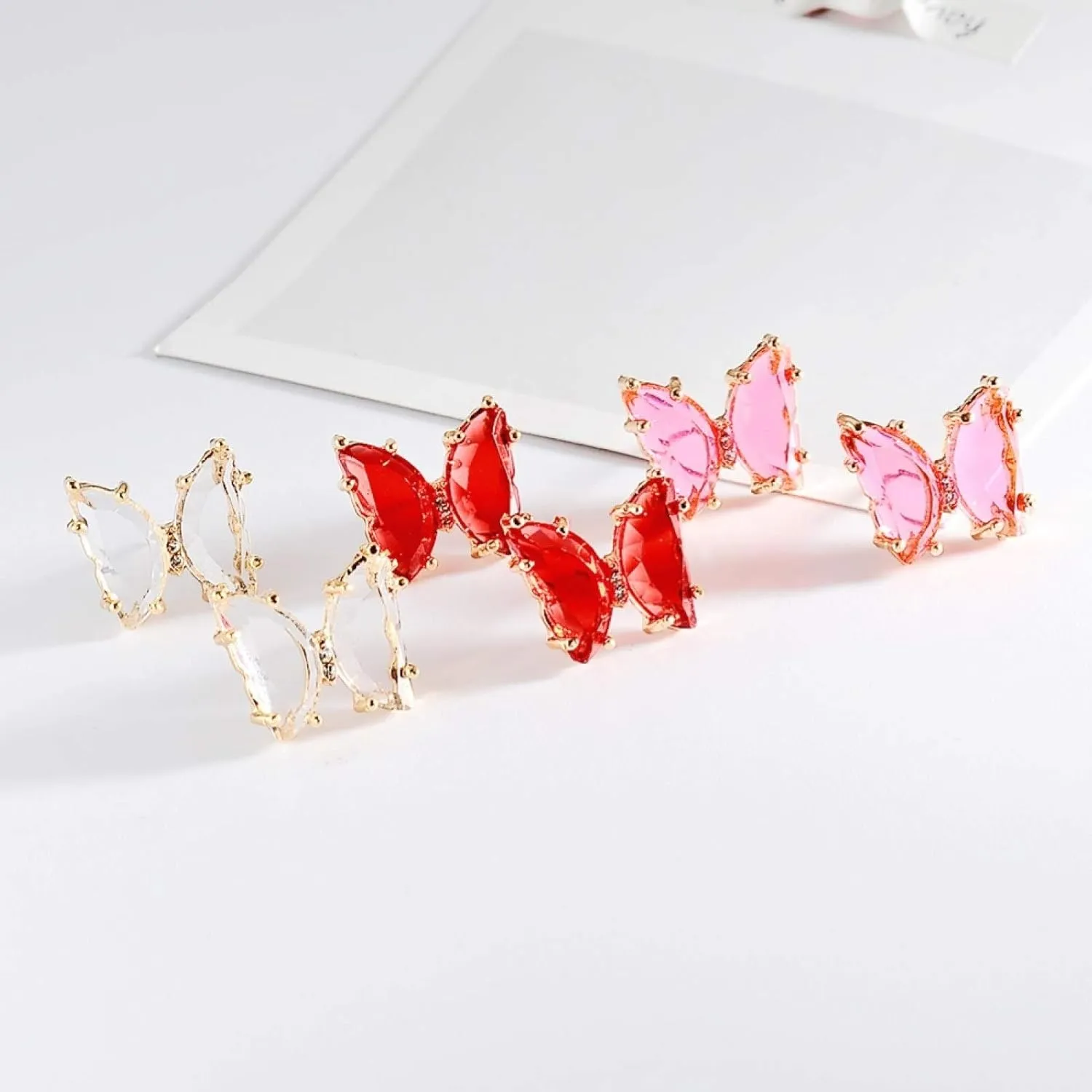 Earring Hoop Stud Drop & Dangle, Transparent Butterfly Ear Stud Simple Faux Crystal Earring Women Eardrop Jewelry for Women Teen Girls Birthday Christmas Friends Gift