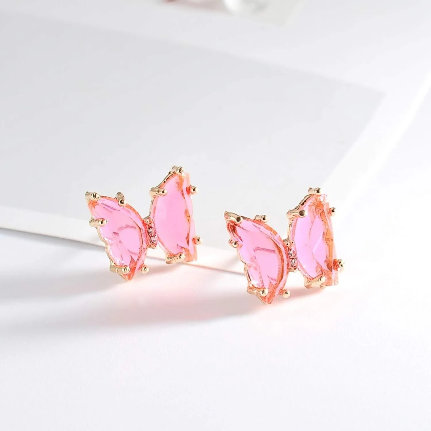 Earring Hoop Stud Drop & Dangle, Transparent Butterfly Ear Stud Simple Faux Crystal Earring Women Eardrop Jewelry for Women Teen Girls Birthday Christmas Friends Gift