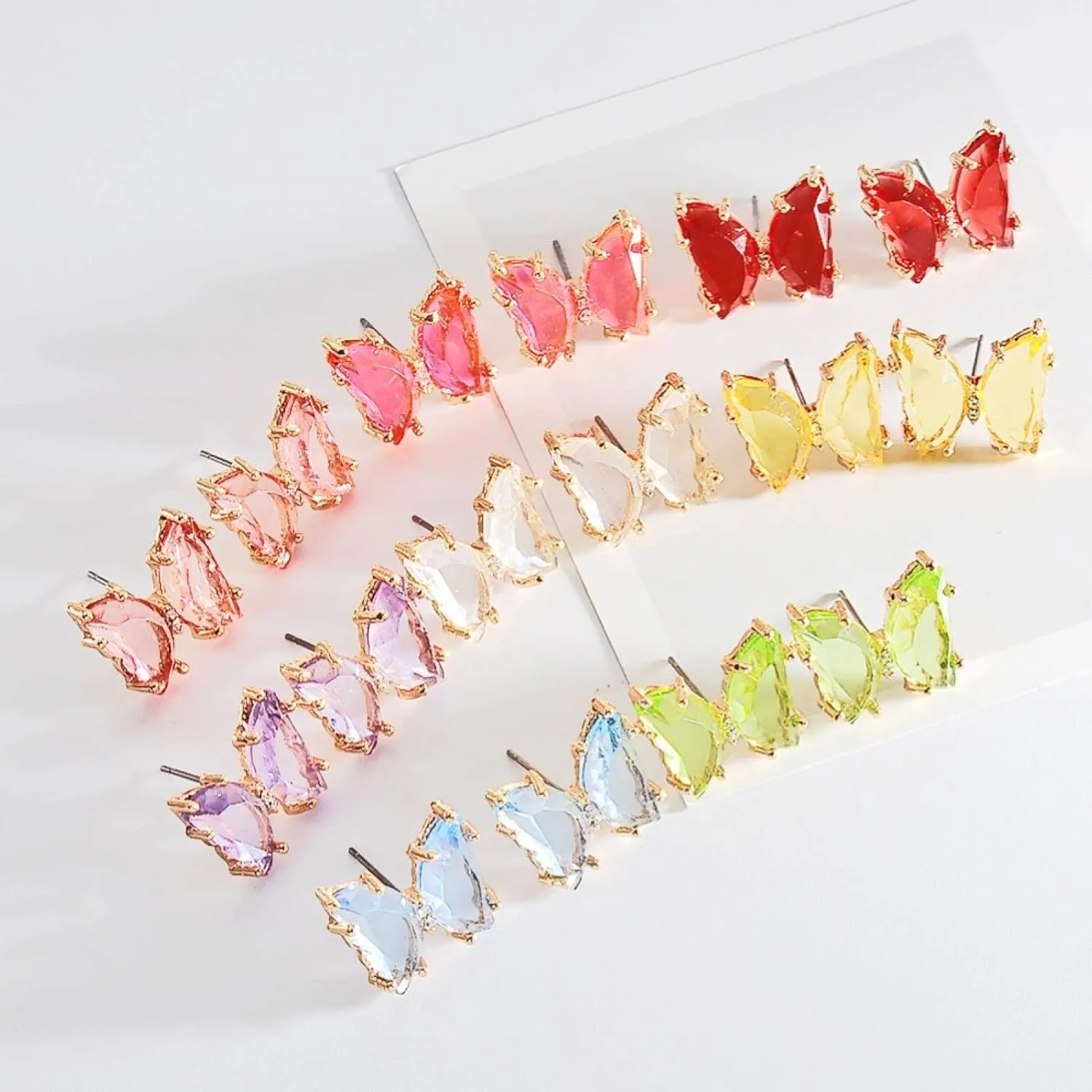 Earring Hoop Stud Drop & Dangle, Transparent Butterfly Ear Stud Simple Faux Crystal Earring Women Eardrop Jewelry for Women Teen Girls Birthday Christmas Friends Gift