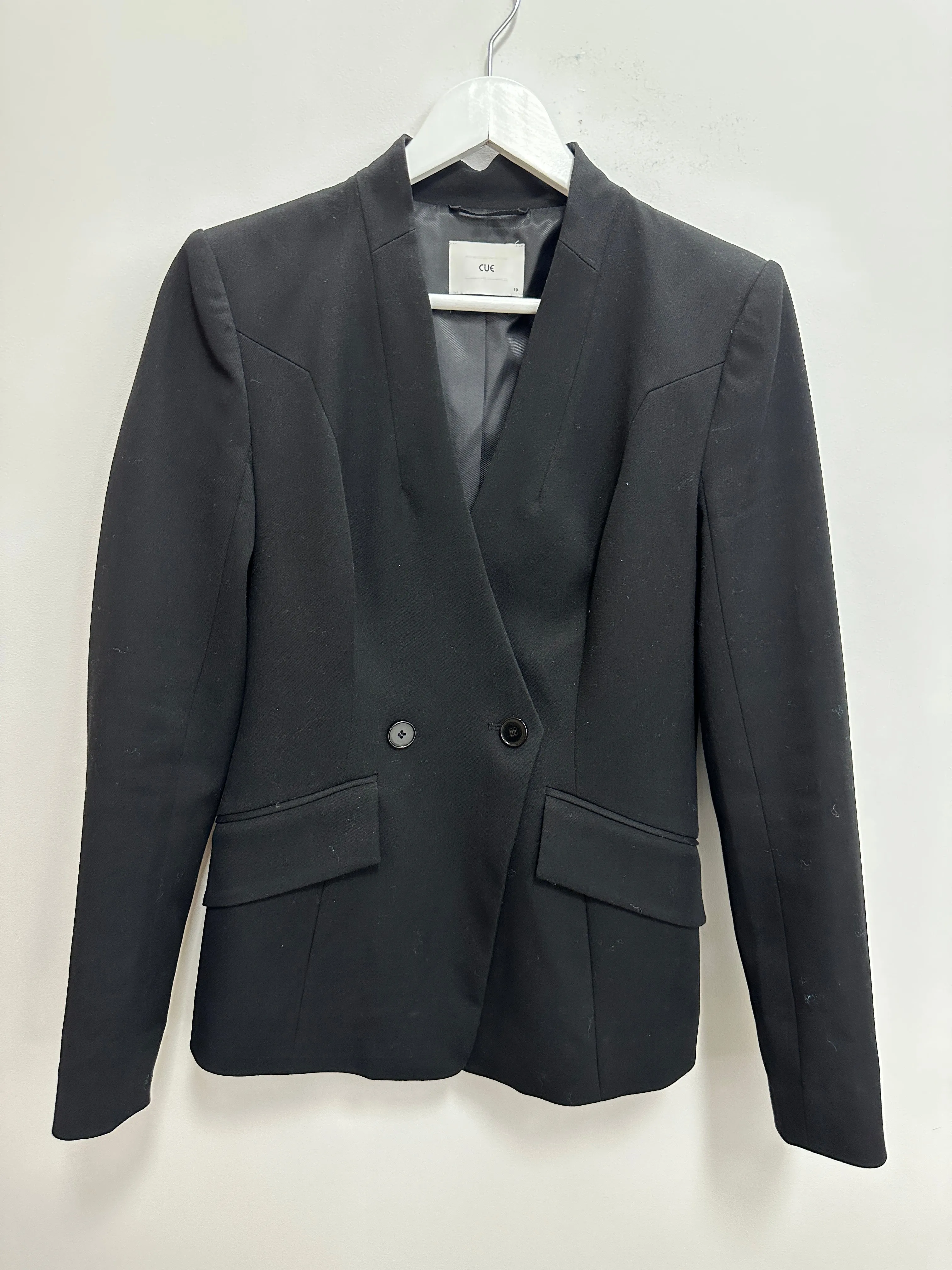 Eco Twill Collarless Blazer in Black