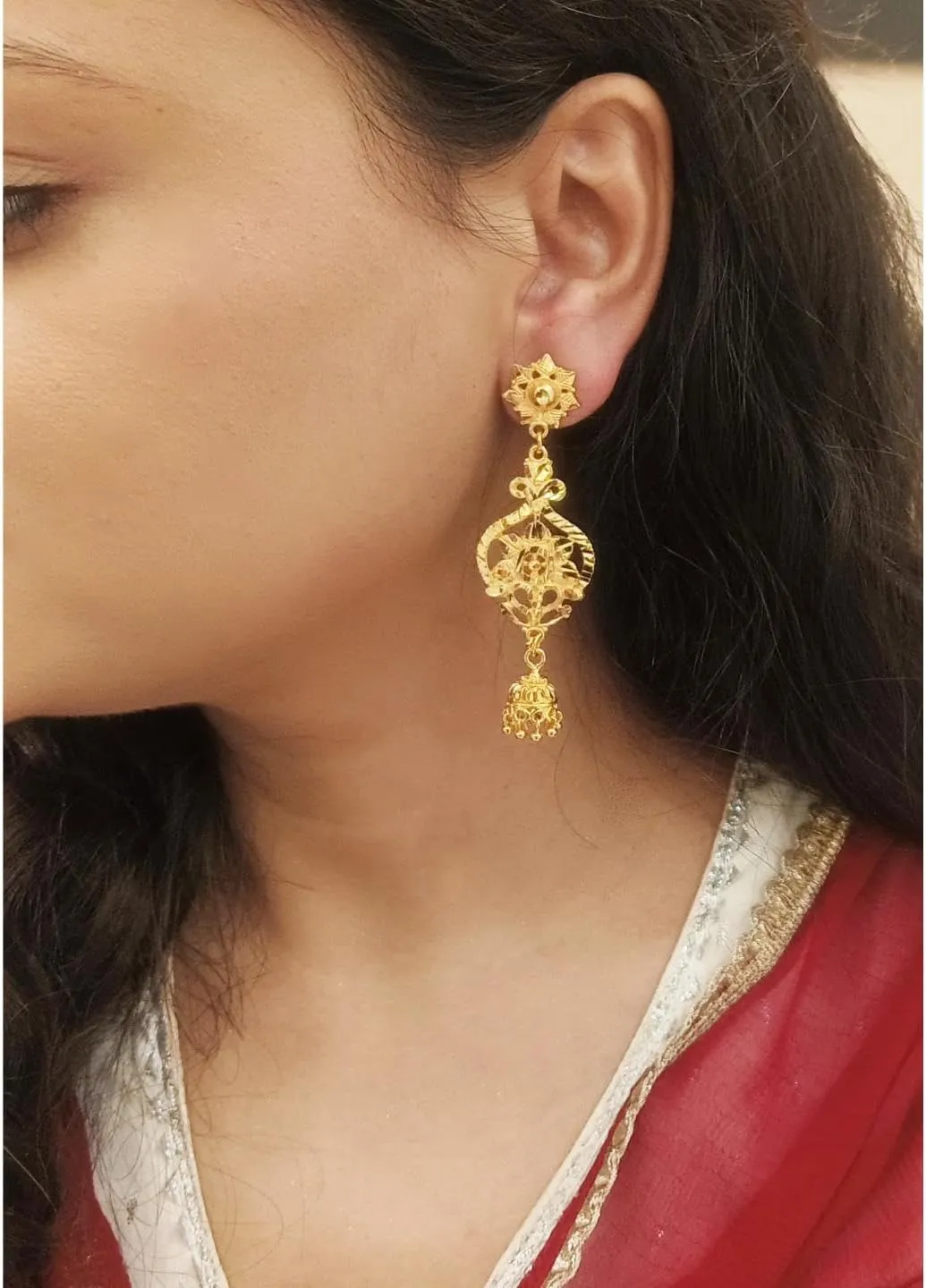 Efulgenz Gold Tone Indian Jewelry for Women Dubai Style Earring Set Indian Gold Tone Floral Jhumki Drop Dangle Earrings Indian Bridal Jewelry for Wedding Bollywood Fashion Jewelry