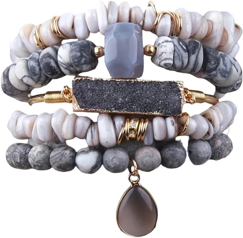 Elegant Stone Bracelet Handmade Beads Jewelry Natural Stone Jewelry Stone Texture for Friend or Lover Present