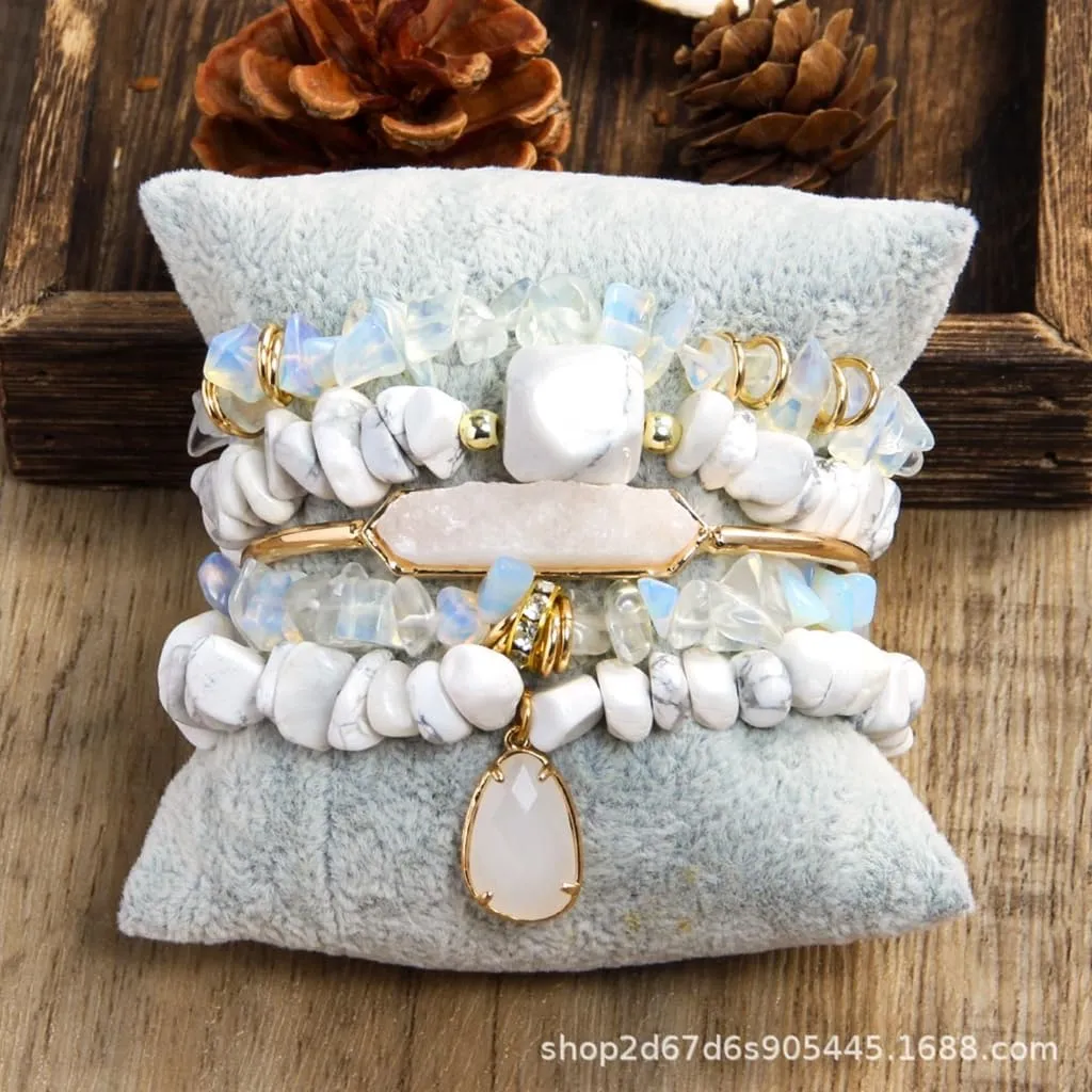 Elegant Stone Bracelet Handmade Beads Jewelry Natural Stone Jewelry Stone Texture for Friend or Lover Present