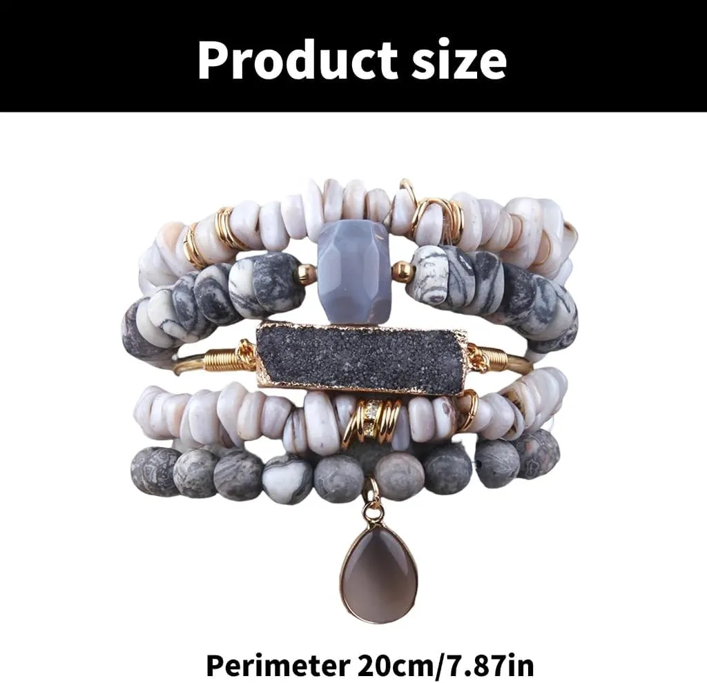 Elegant Stone Bracelet Handmade Beads Jewelry Natural Stone Jewelry Stone Texture for Friend or Lover Present