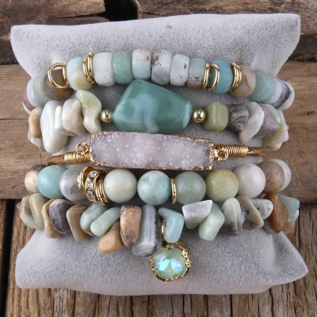 Elegant Stone Bracelet Handmade Beads Jewelry Natural Stone Jewelry Stone Texture for Friend or Lover Present