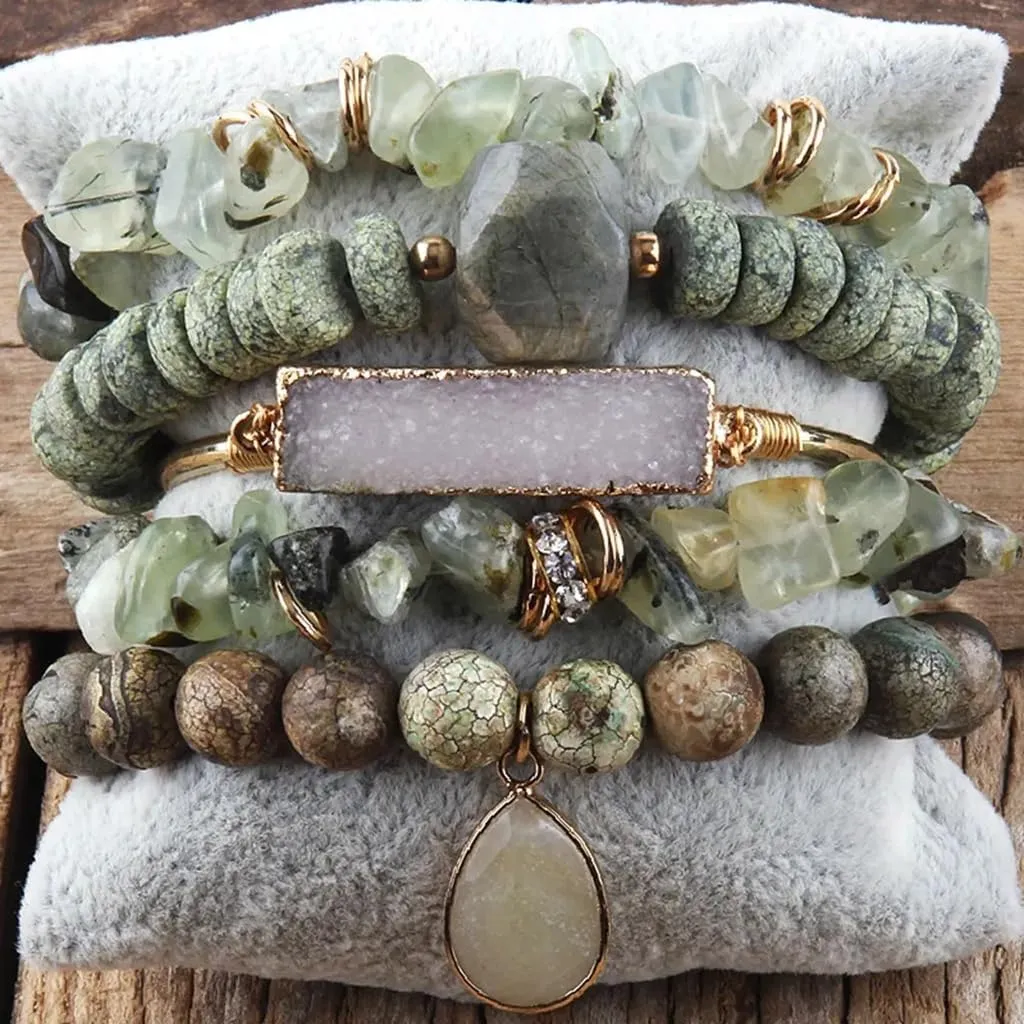 Elegant Stone Bracelet Handmade Beads Jewelry Natural Stone Jewelry Stone Texture for Friend or Lover Present