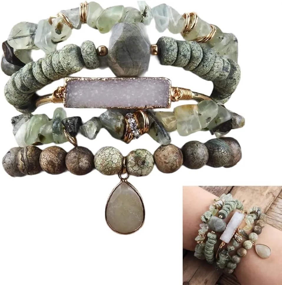 Elegant Stone Bracelet Handmade Beads Jewelry Natural Stone Jewelry Stone Texture for Friend or Lover Present